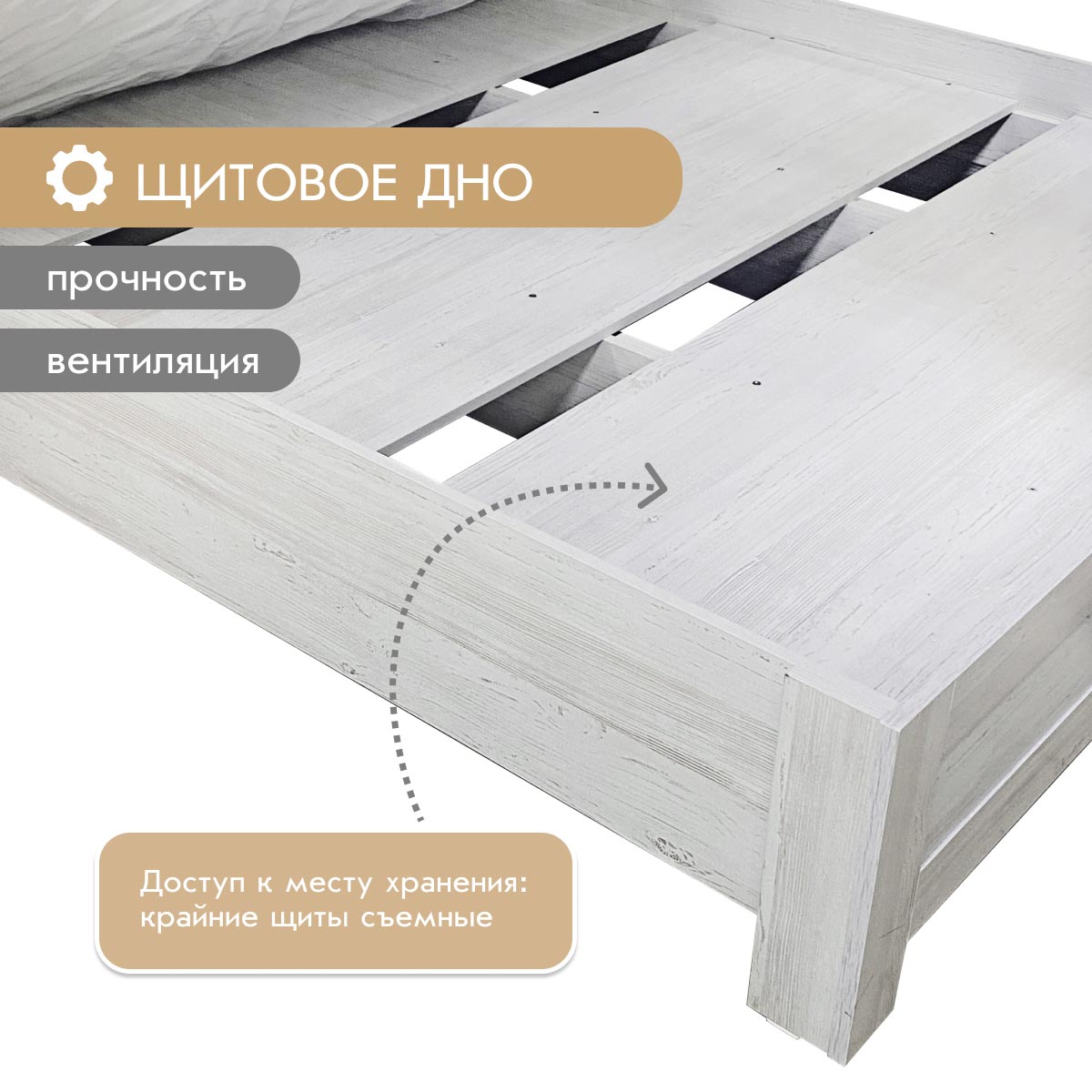 Кровать "Кантри" 1,60 (Сосна Винтерберг / Дуб Крафт табачный)