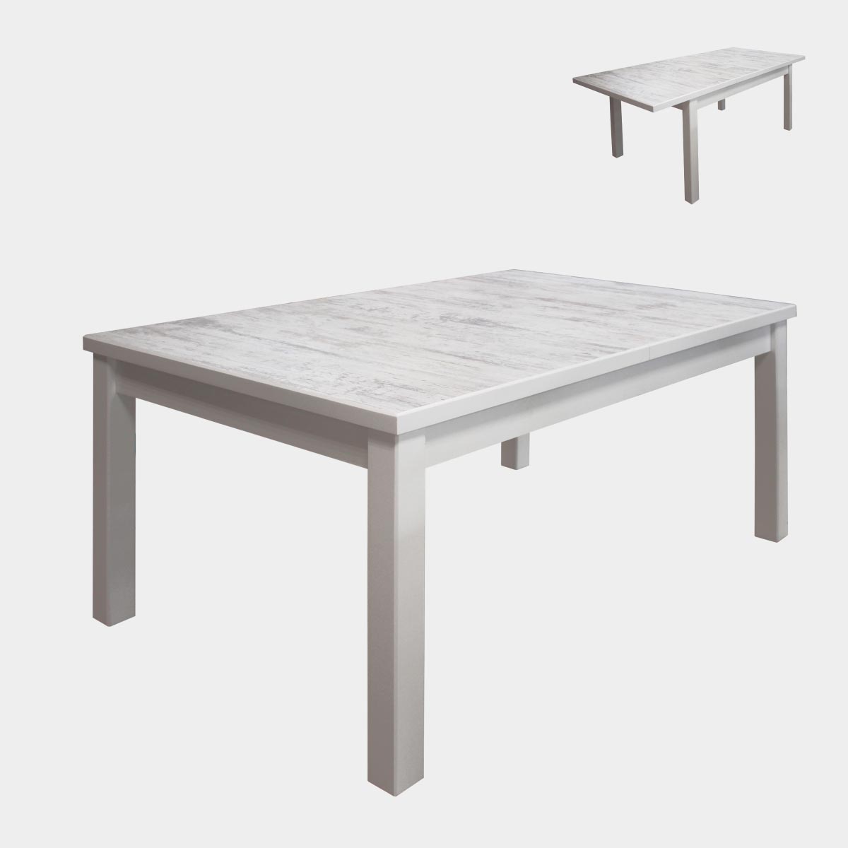 Стол обеденный "Роберт" - раздвижной - М (Эмаль Белая - Сосна монрепо)