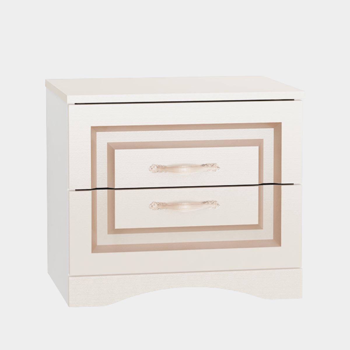 Тумба прикроватная "Стефани" (Белый - Осина Перламутр (патина Золото))