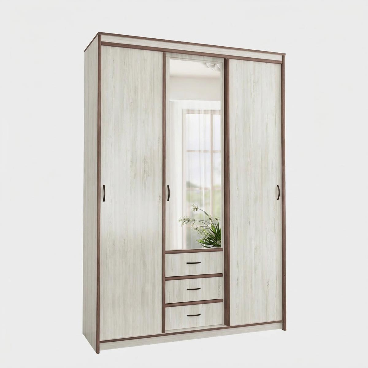 Шкаф-купе "Карина" - 1,50 с 1 зеркалом (Сосна Винтенберг - Ясень Шимо Темный)