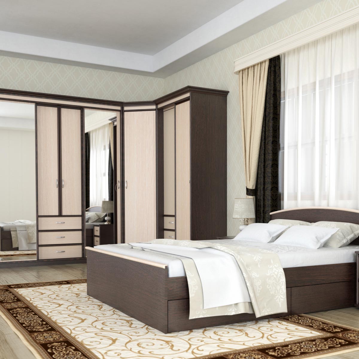 Шкаф-купе "Карина" - 1,70 без зеркал (Венге - Млечный Дуб)