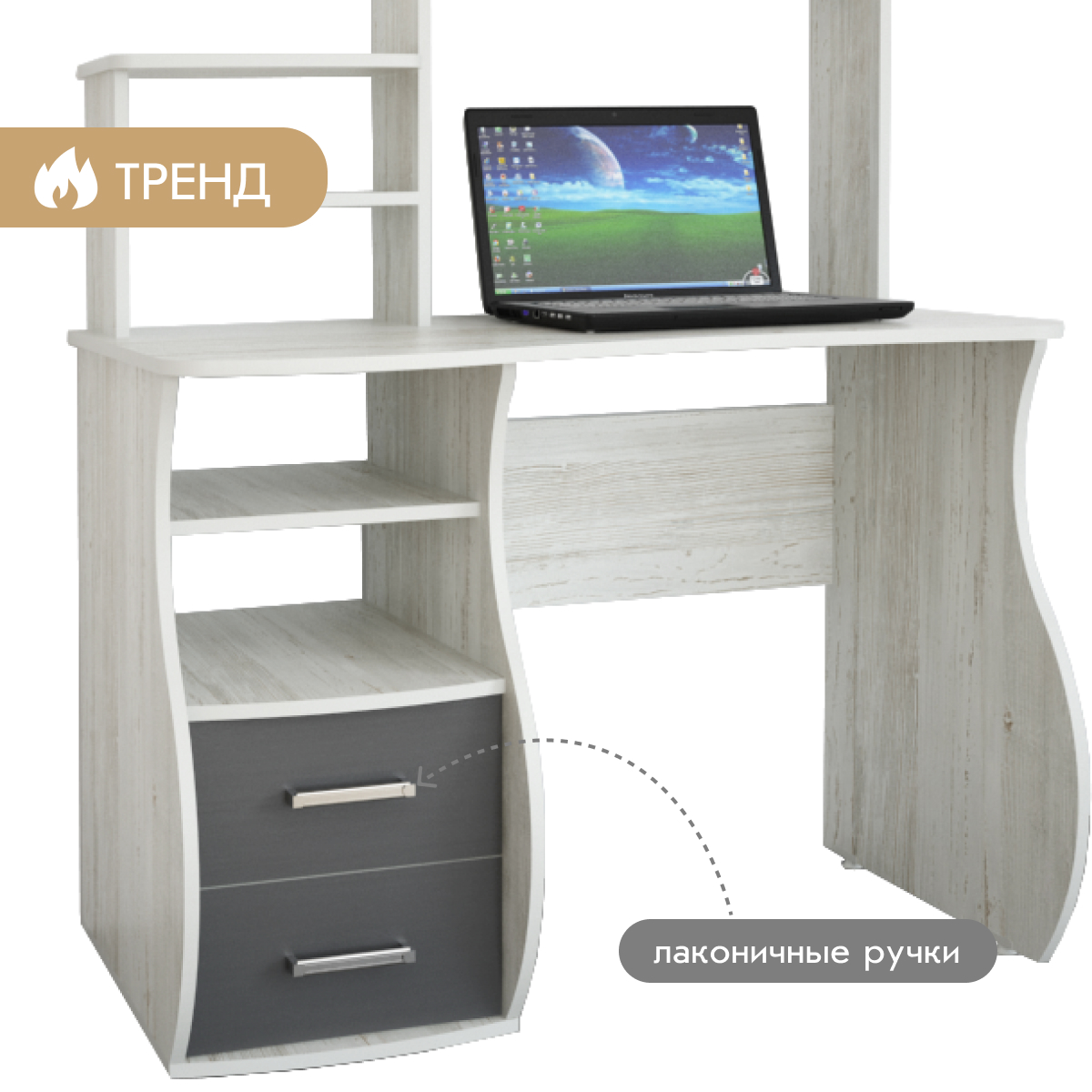 Компьютерный стол "Лицей - 13" (Сосна Винтерберг / Базальт)