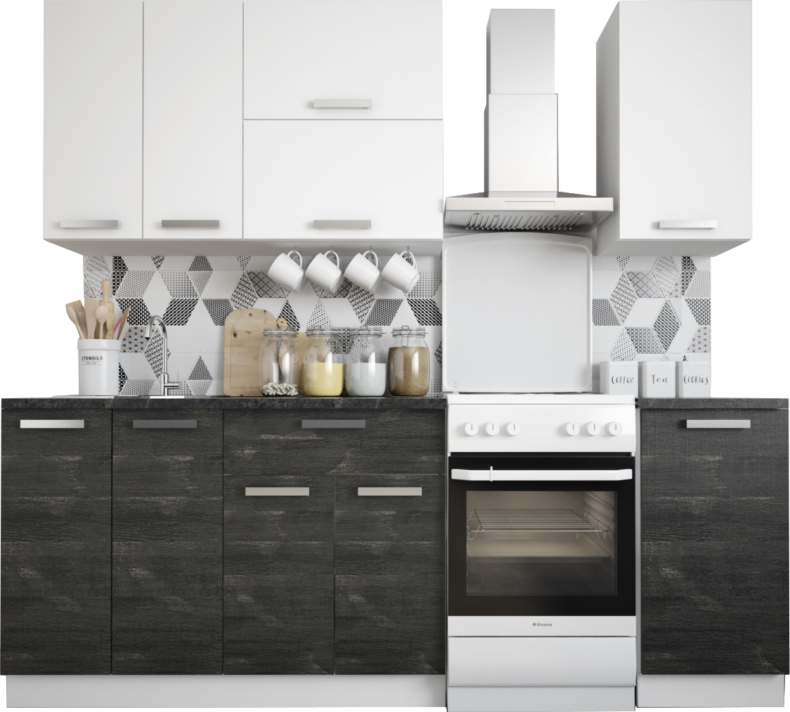 Кухня Лайт 1,6 (Белый / Дуб Интра / столеш. Луна)