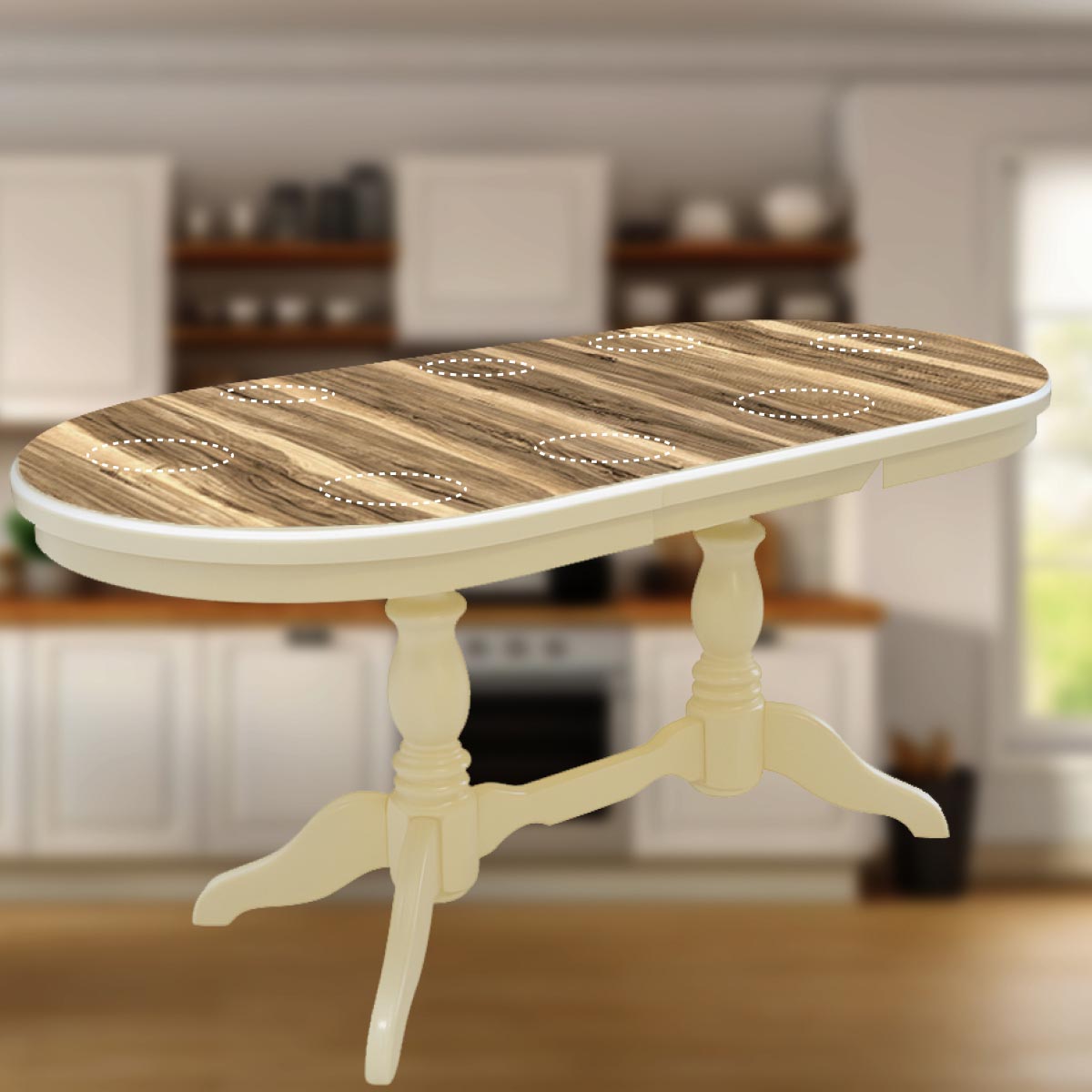 Стол обеденный "Дарья" - раздвижной - М (Слоновая кость - Индийское дерево)