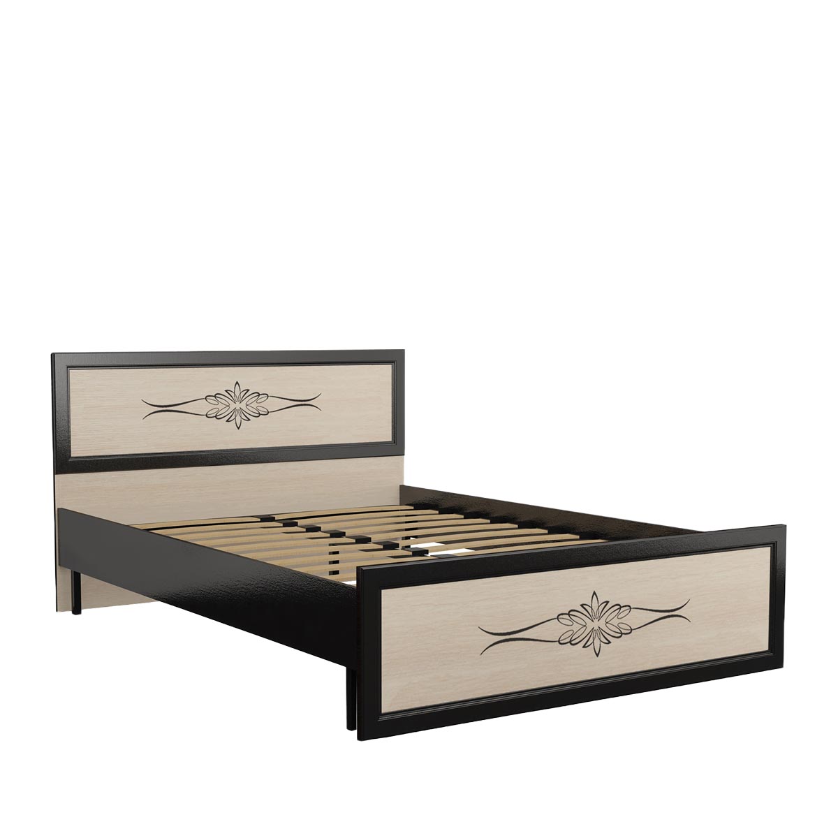 Кровать "Рио" 1,40 с фотопечатью и ортопедом (Венге - Мл. дуб)