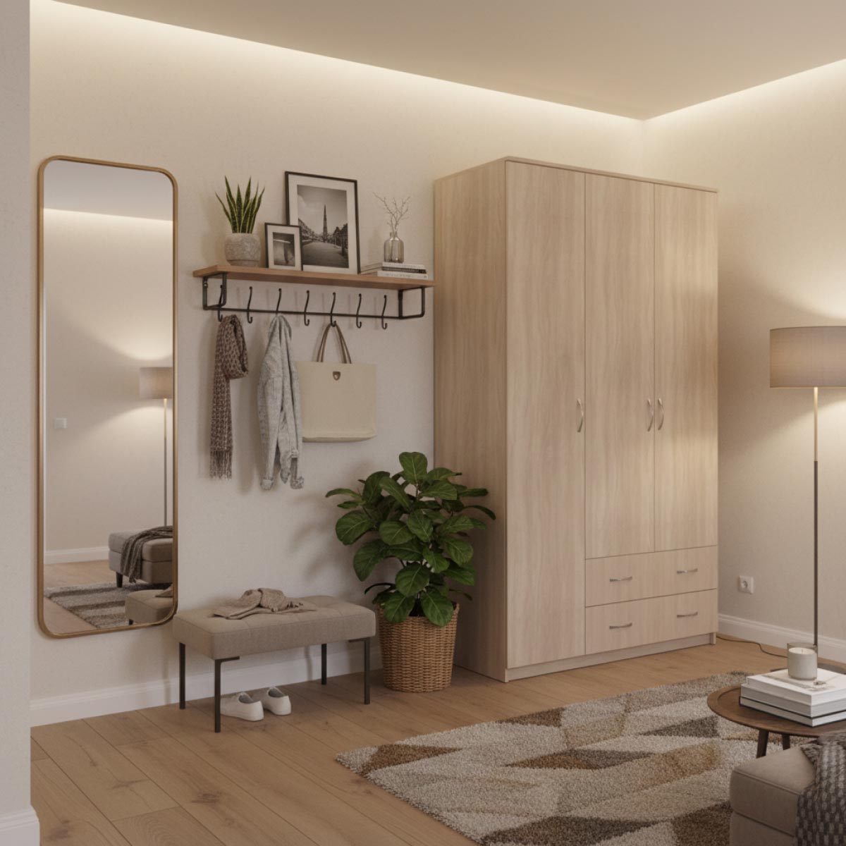 Шкаф платяной "Аист-3" (Ясень Шимо Светлый)