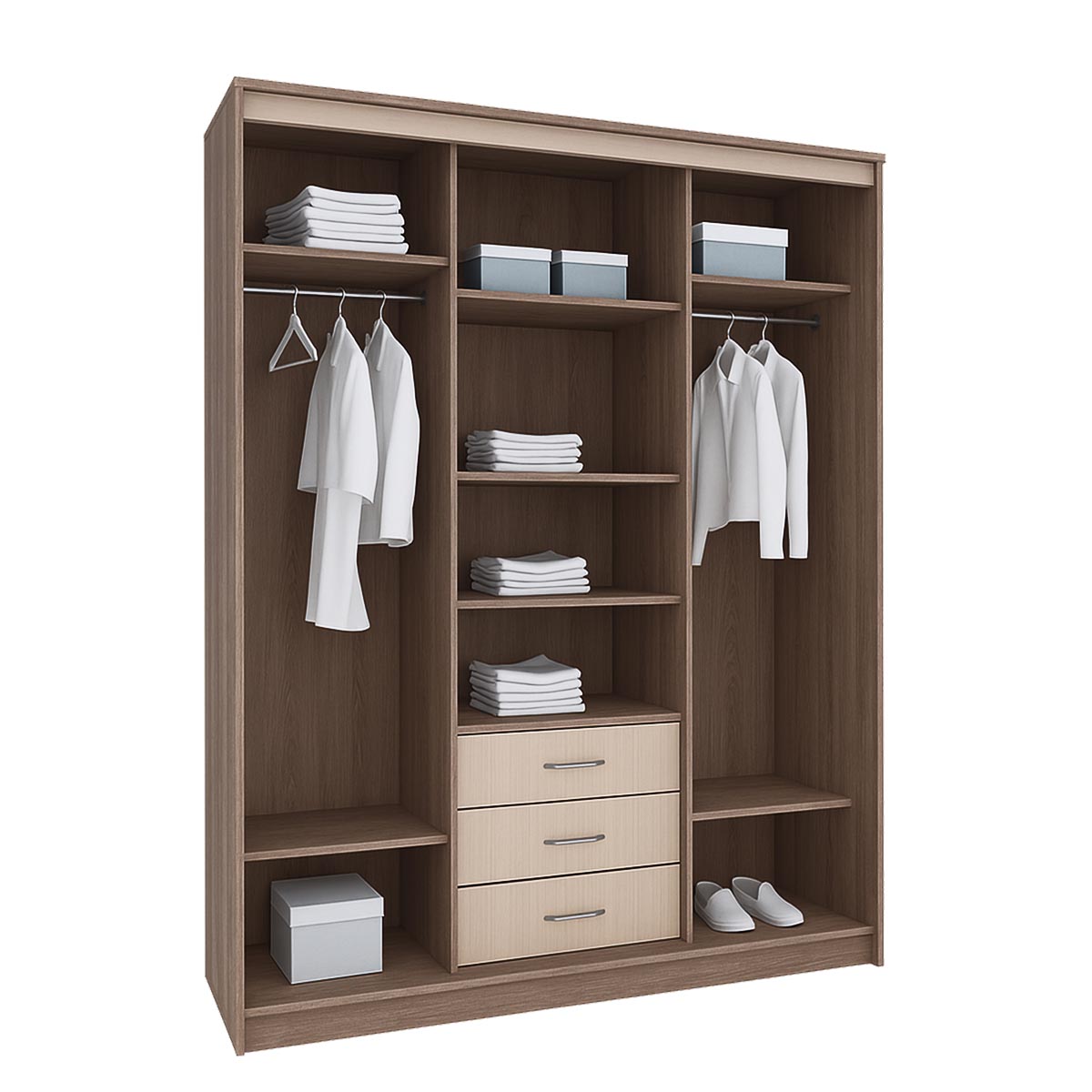 Шкаф-купе "Карина" - 1,70 без зеркал (Ясень Шимо Темный - Ясень Шимо Светлый)