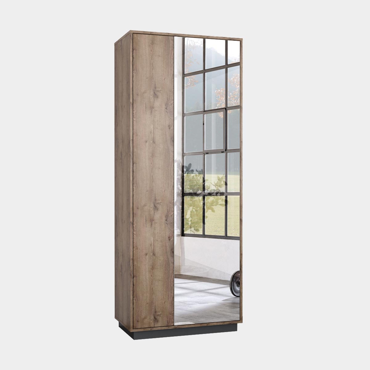 Прихожая "Крафт" - Шкаф для одежды - 0,80 (Дуб Крафт Табачный - Базальт)