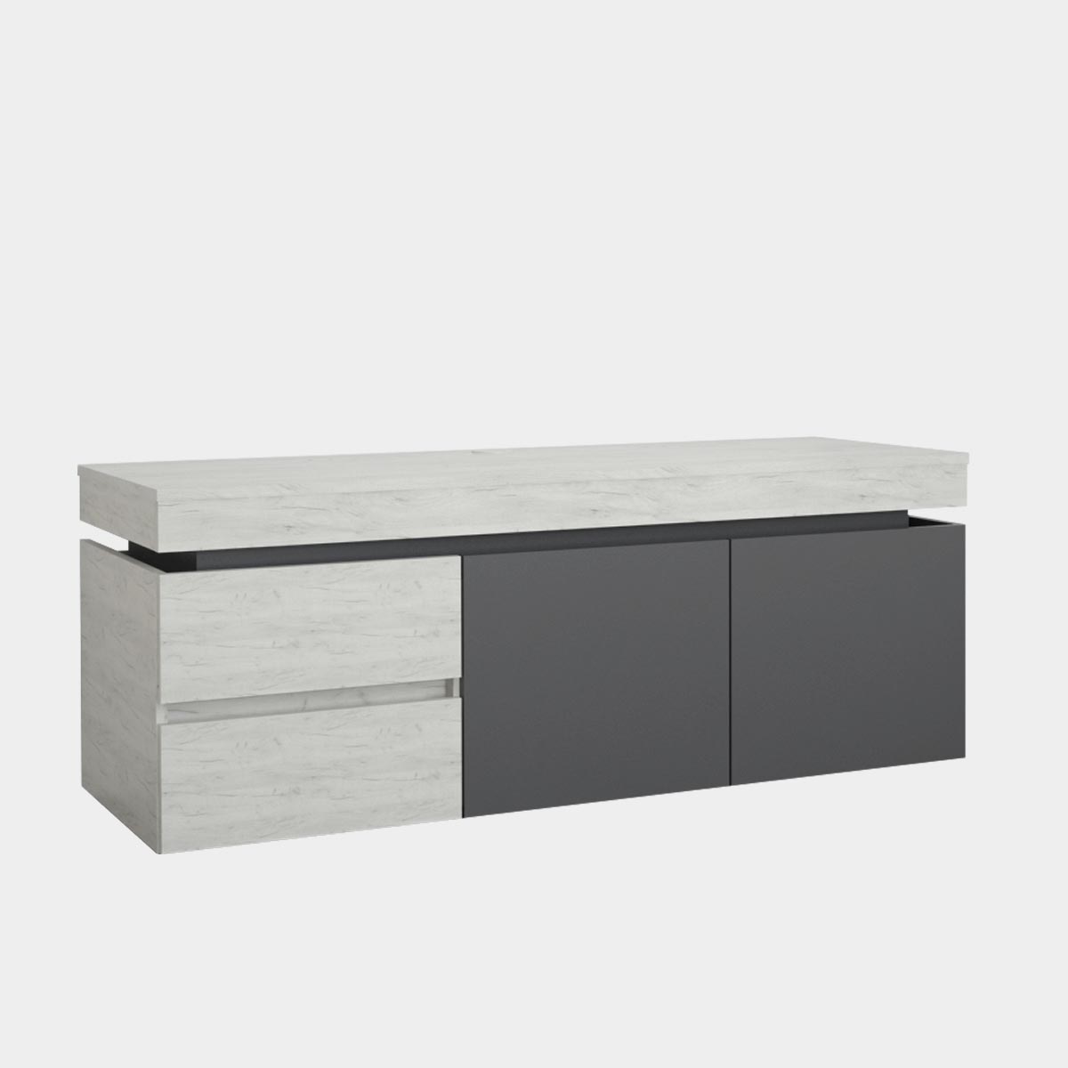 Тумба - стенка "Делюкс" (Базальт - Дуб Крафт Белый)