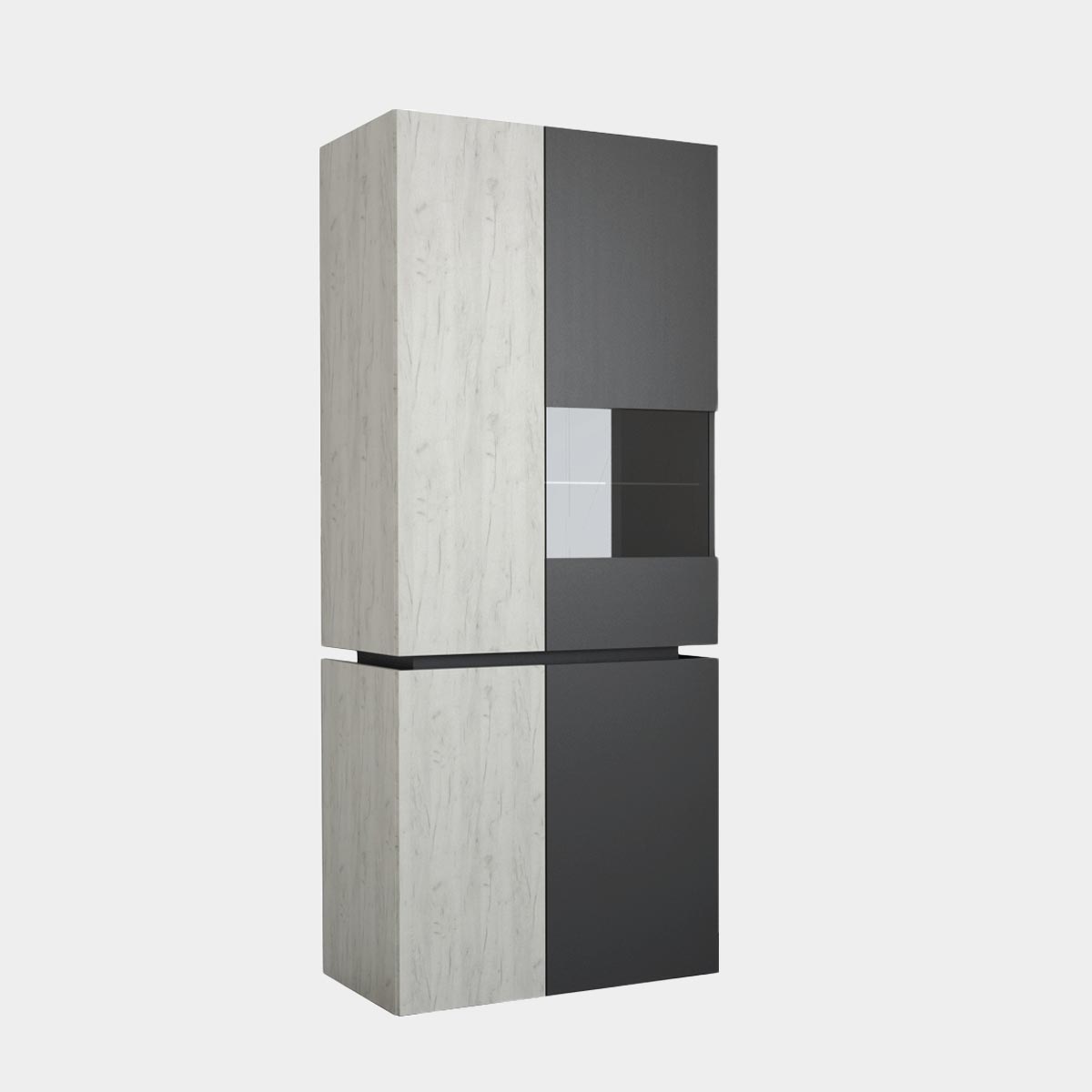 Пенал левый - стенка "Делюкс" (Базальт - Дуб Крафт Белый)