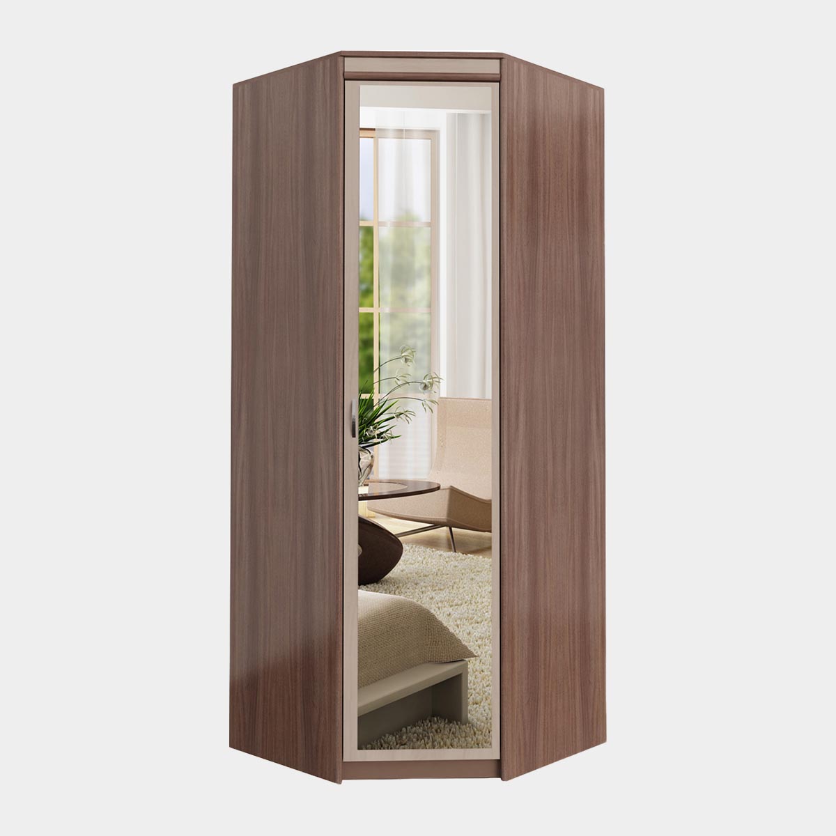 Шкаф угловой "Карина" с зеркалом (Ясень Шимо Темный - Ясень Шимо Светлый)