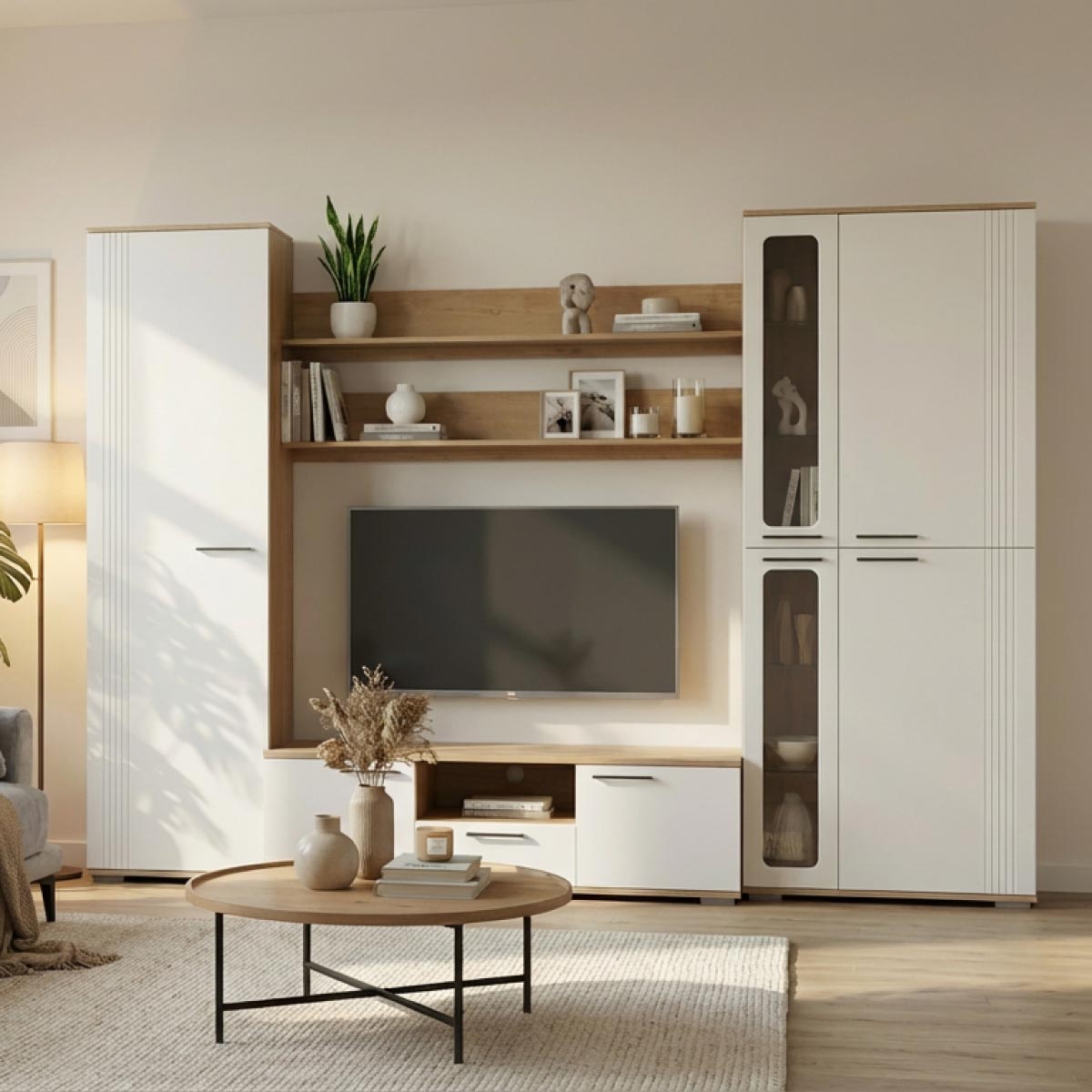 Шкаф платяной 0,60 - стенка "Лана" (Дуб Бунратти – Эмалит Арктик)