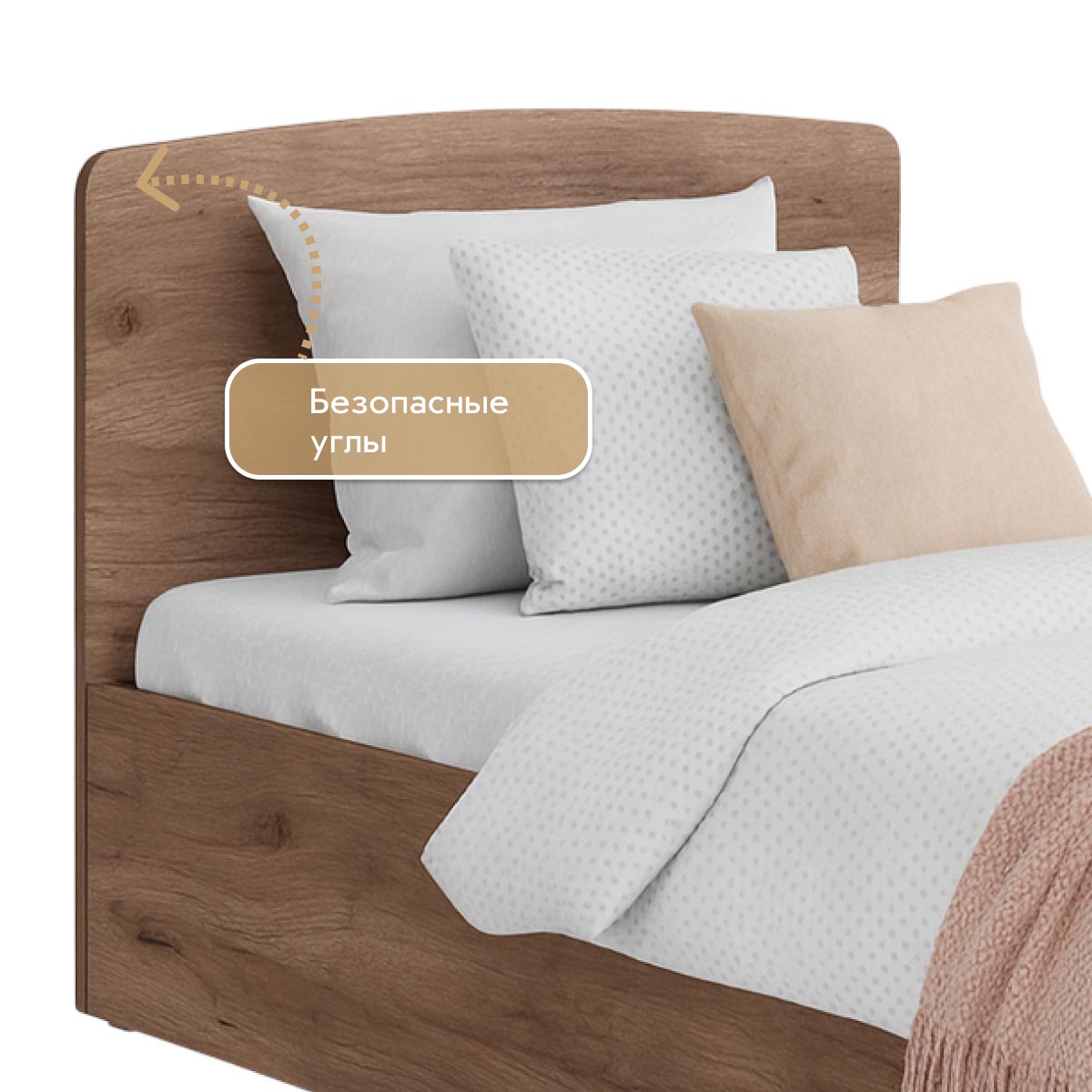 Кровать 0,90 -  Детская "Орбита" (Дуб Крафт Табачный)