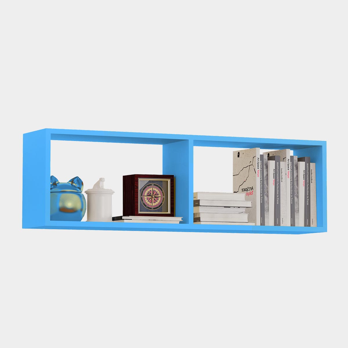 Навесная полка горизонт открытая - Детская "Орбита" (Мраморный Синий )