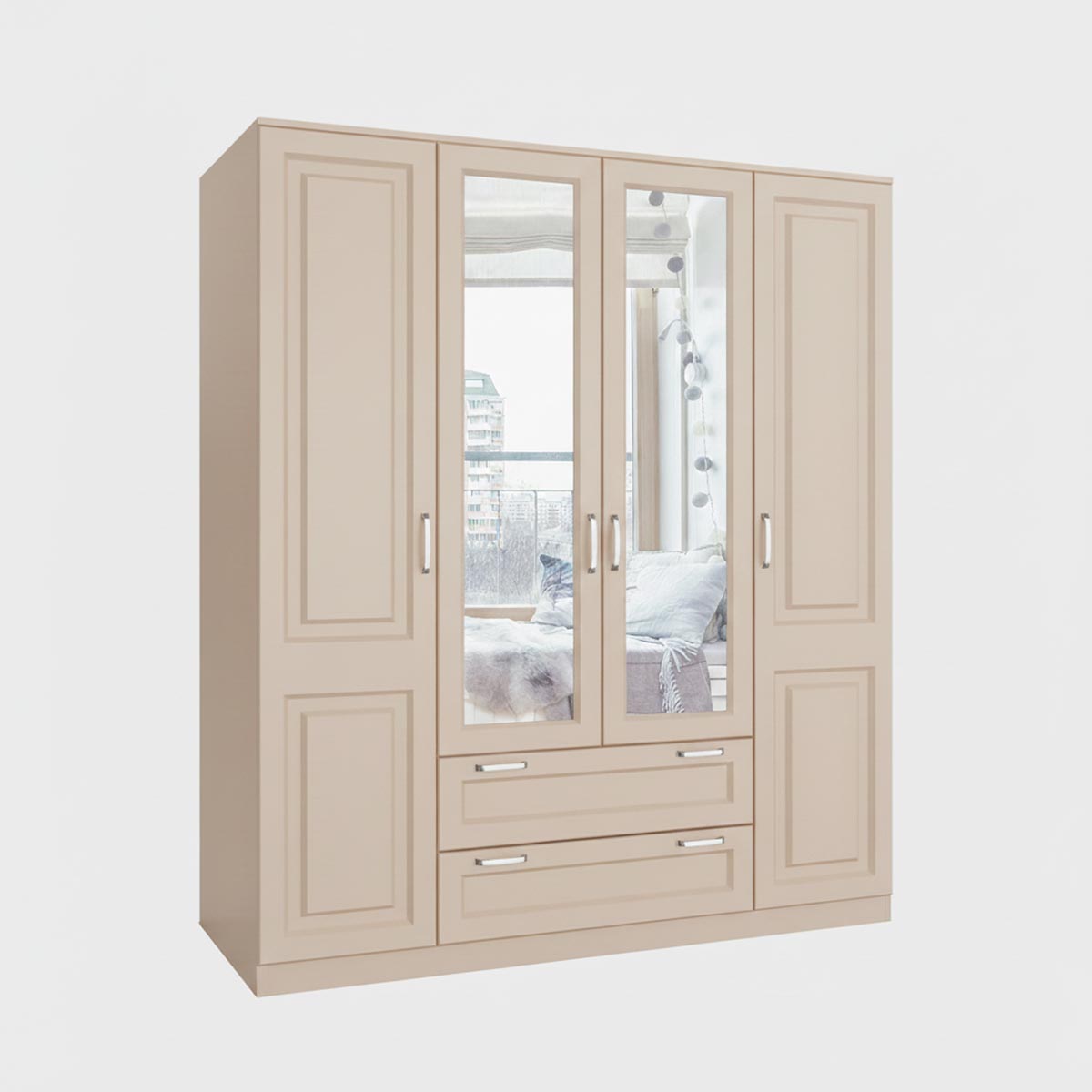 Детская "Молли" - Шкаф 4-дв. 1,80 (Фон Мускат - Мэйджик Сенд)