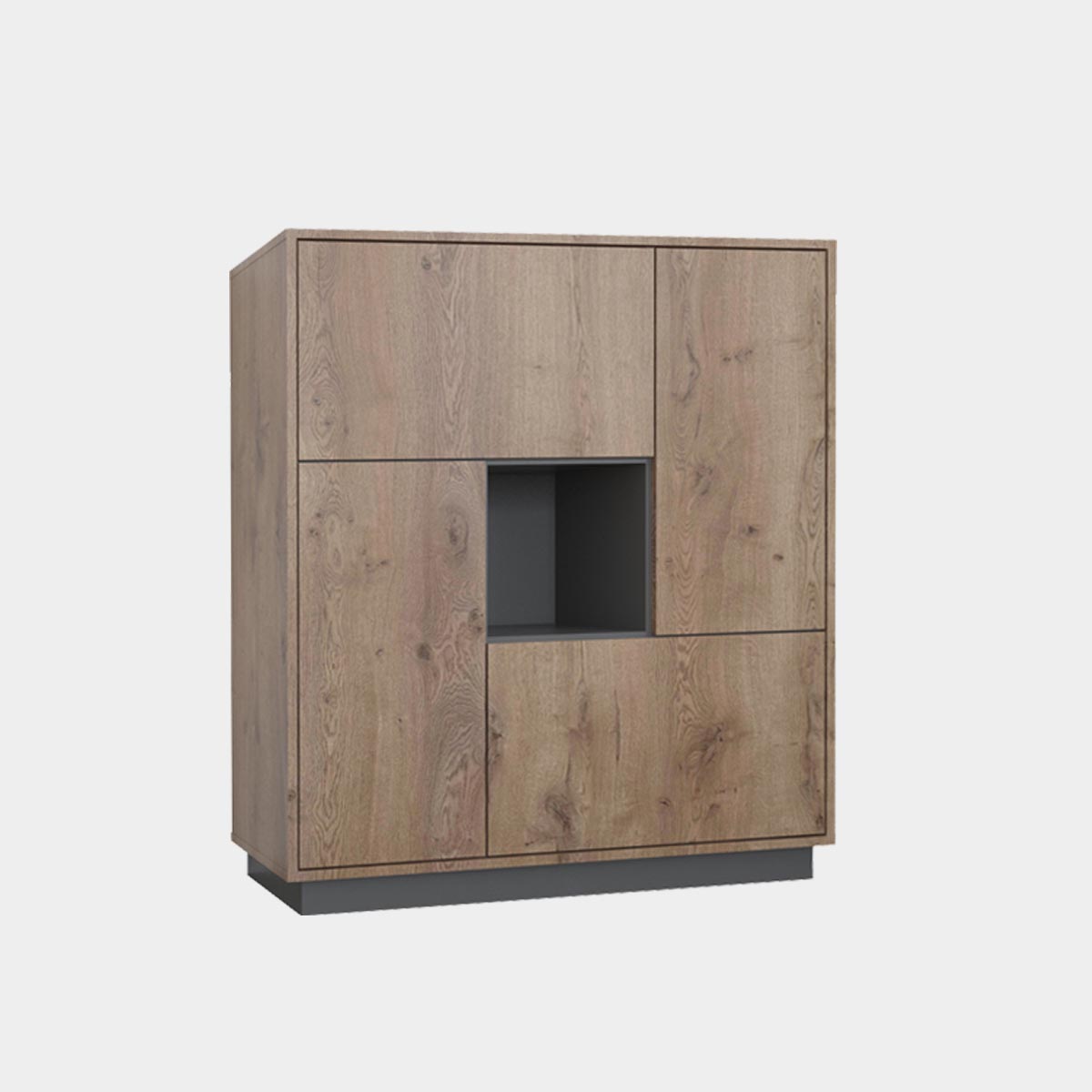 Прихожая "Крафт" - Тумба - 0,97 (Дуб Крафт Табачный - Базальт)