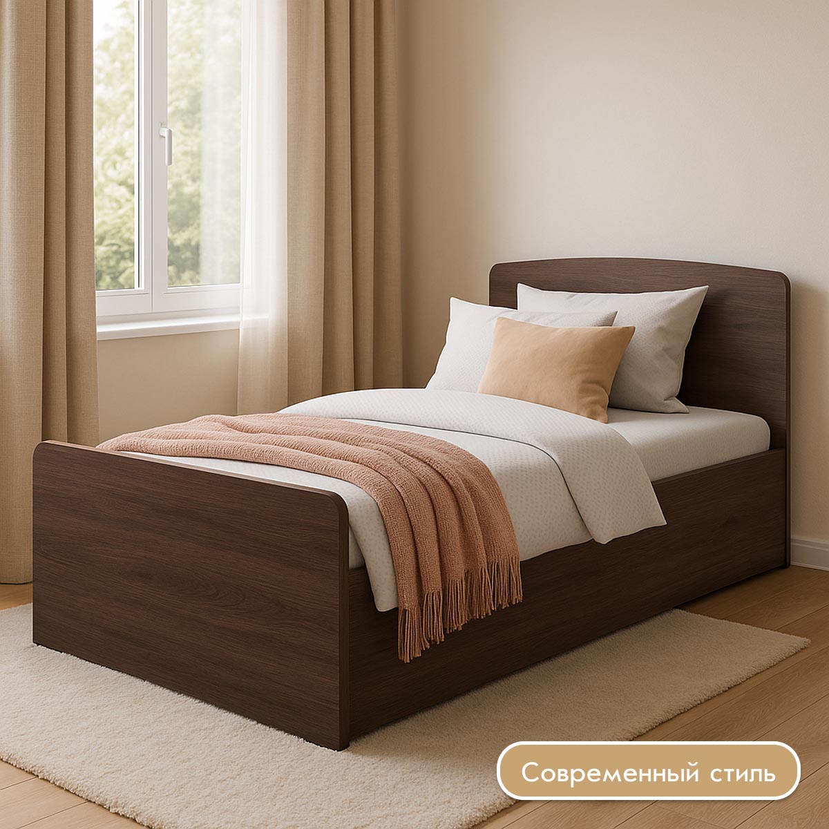 Кровать 0,90 -  Детская "Орбита" (Ясень Шимо Темный)