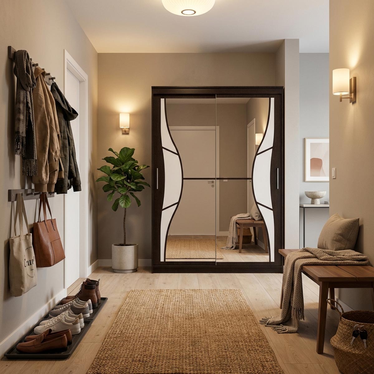 Шкаф-купе "Комфорт" - 1,60 (Венге / Белый - Глянец)