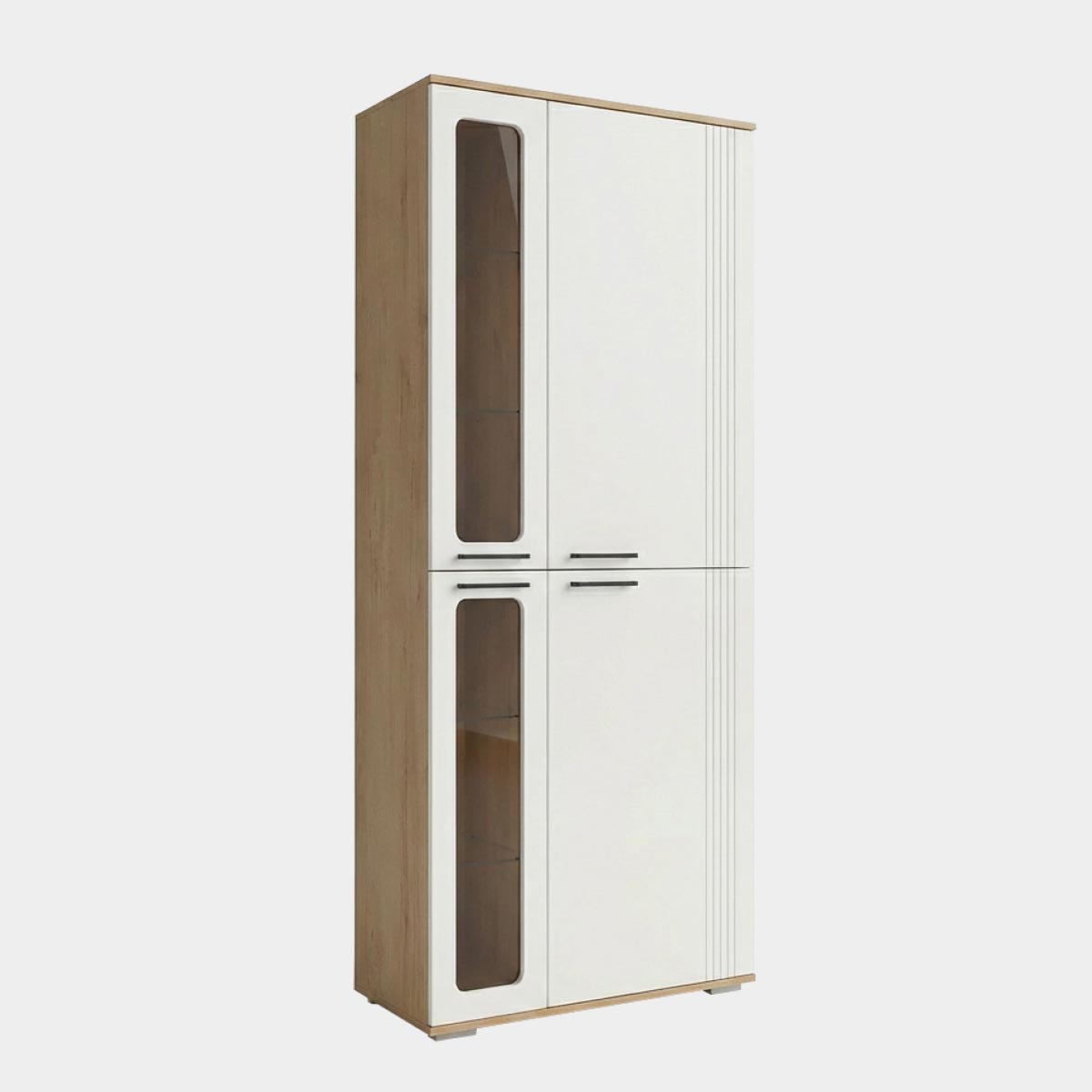 Шкаф витрина 0,90 - стенка "Лана" (Дуб Бунратти – Эмалит Арктик)