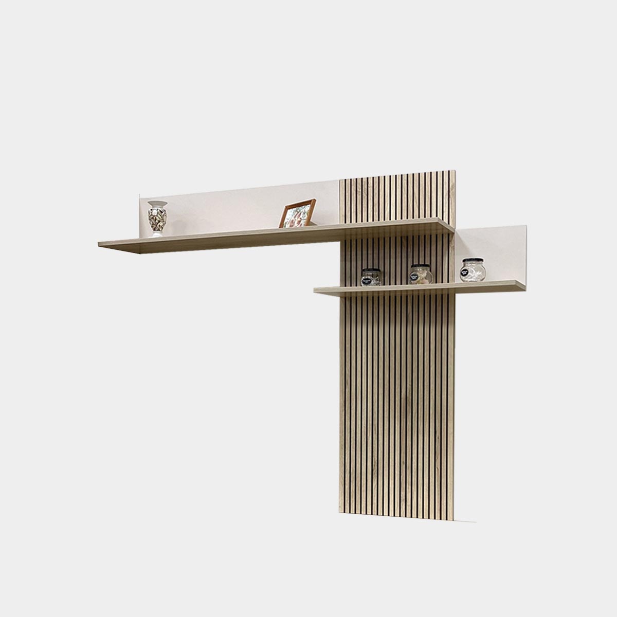 Полка настенная - стенка "Кейтлин" (Фон Мускат - Дуб Кронберг)