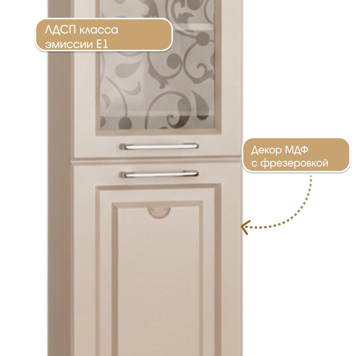 Детская "Молли" - Пенал витрина 0,45   /   левый (Фон Мускат - Мэйджик Сенд)