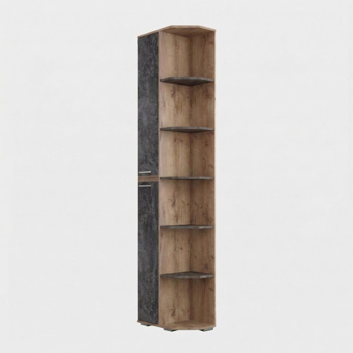 Угловой элемент "Вирджиния" - 0,30 закрытый с фотопечатью   /   левый (Дуб Крафт Табачный - Цемент темный)