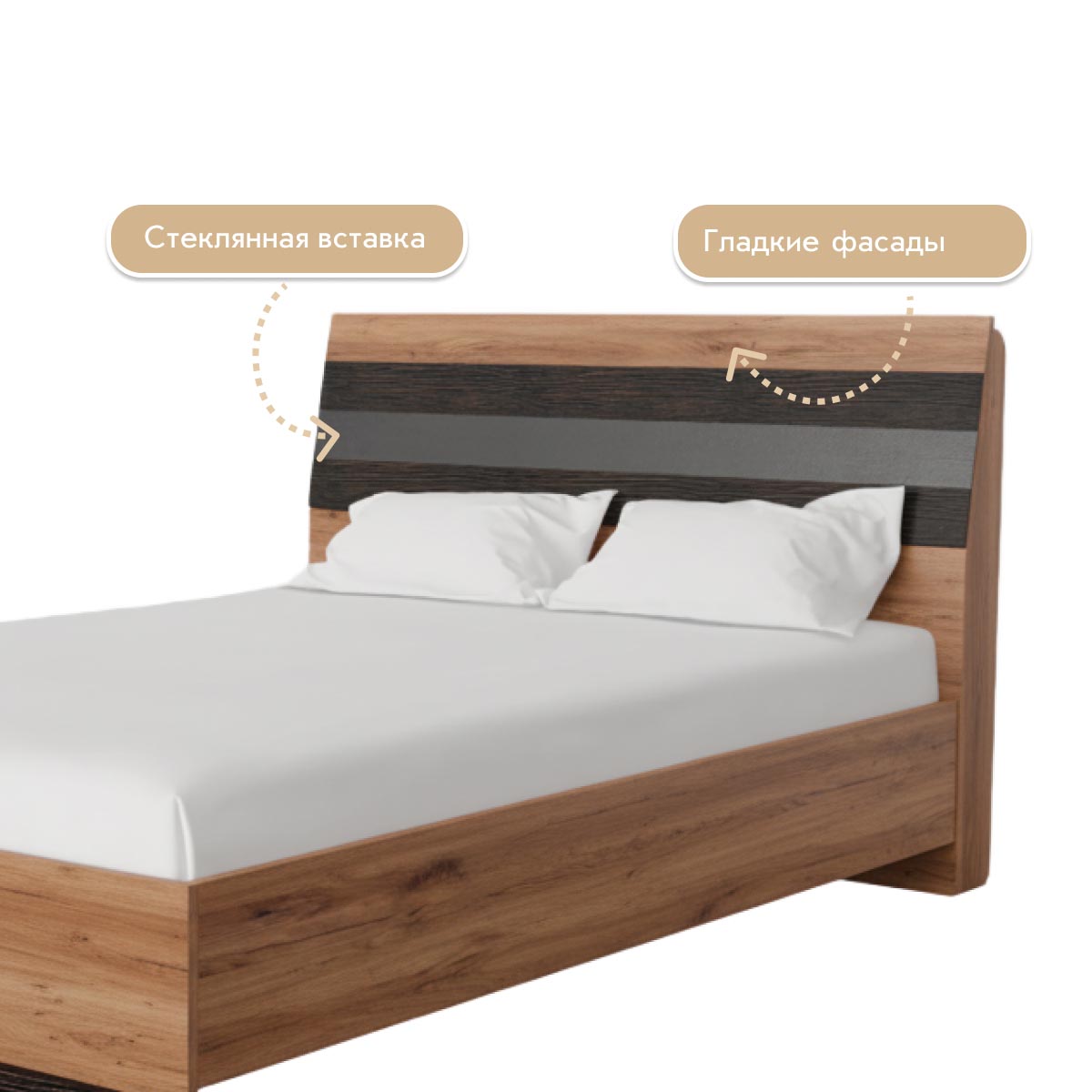 Кровать "Соренто" 1,40 (Дуб Крафт Табачный - Тиковое дерево)