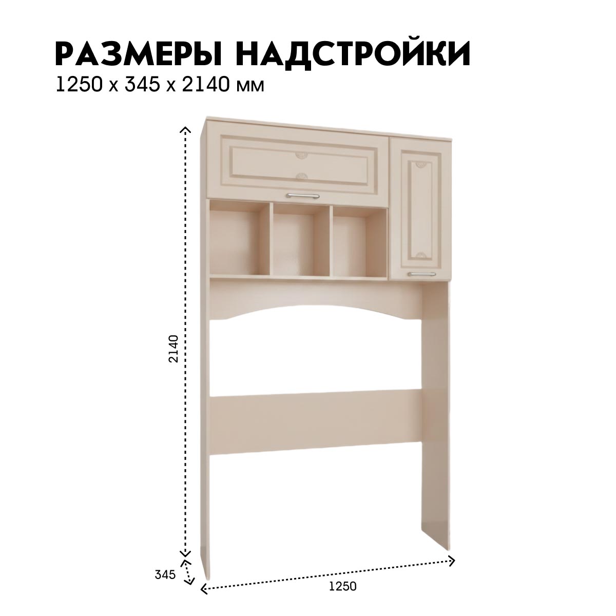 Детская "Молли" - Надстройка стола 1,25 (Фон Мускат - Мэйджик Сенд)