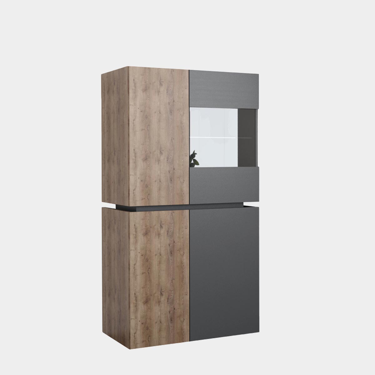 Пенал правый - стенка "Делюкс" (Базальт - Дуб Крафт Табачный)