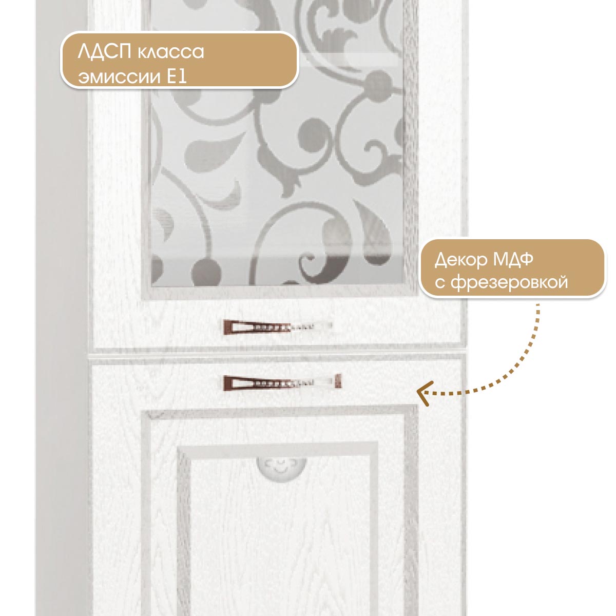 Детская "Молли" - Пенал витрина 0,45   /   левый (Белый - РоялВуд Белый)