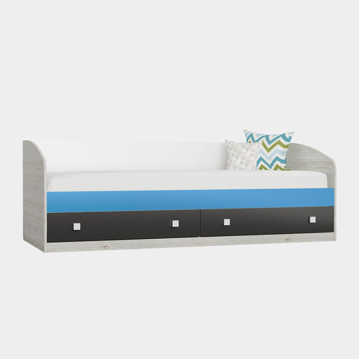 Диван-кровать 0,80 -  Детская "Орбита" (Сосна Винтерберг/ Белый/ Базальт/ Мраморный Синий)