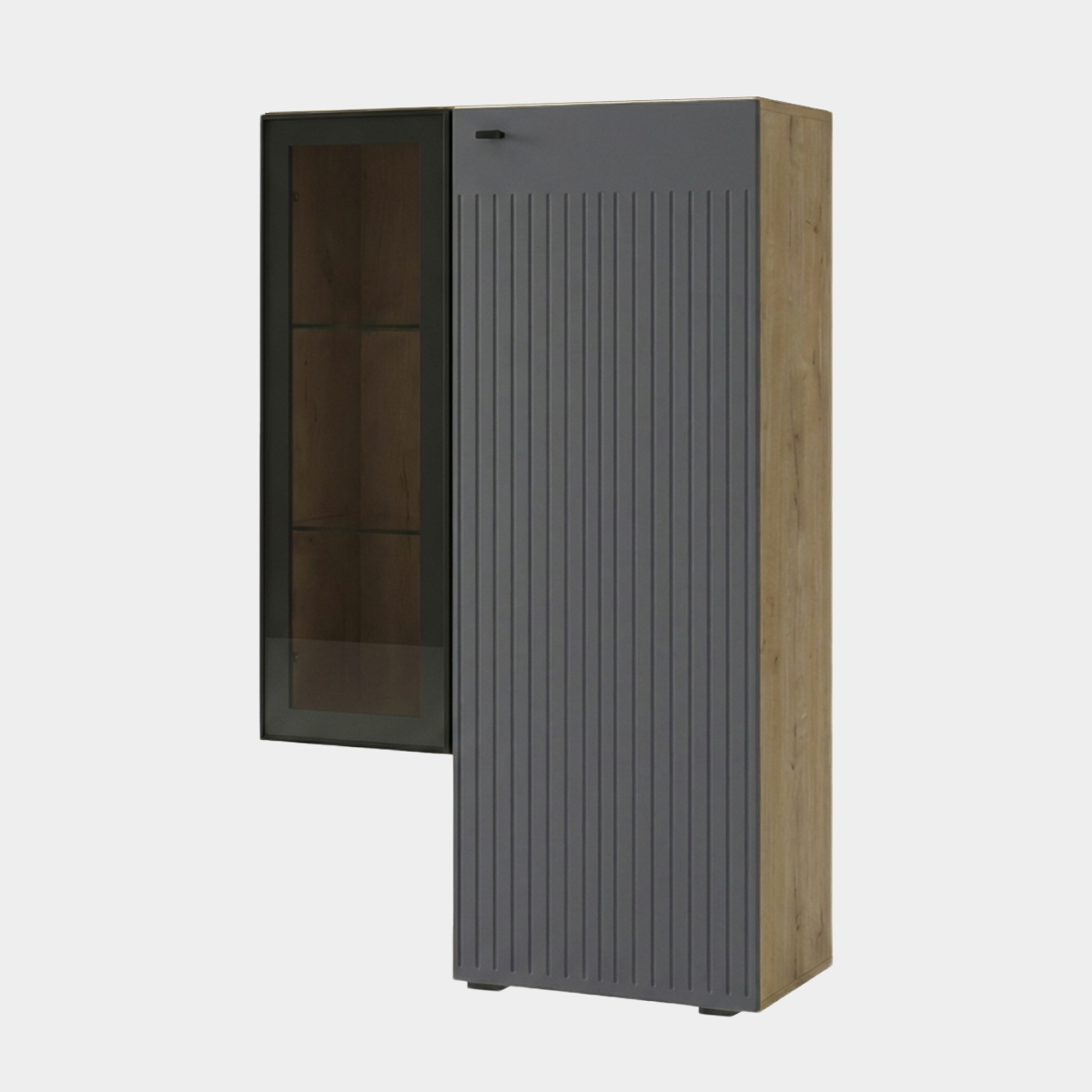 Шкаф - витрина H1220 - стенка "Евгения" (Дуб Бунратти – Монолит Мун)