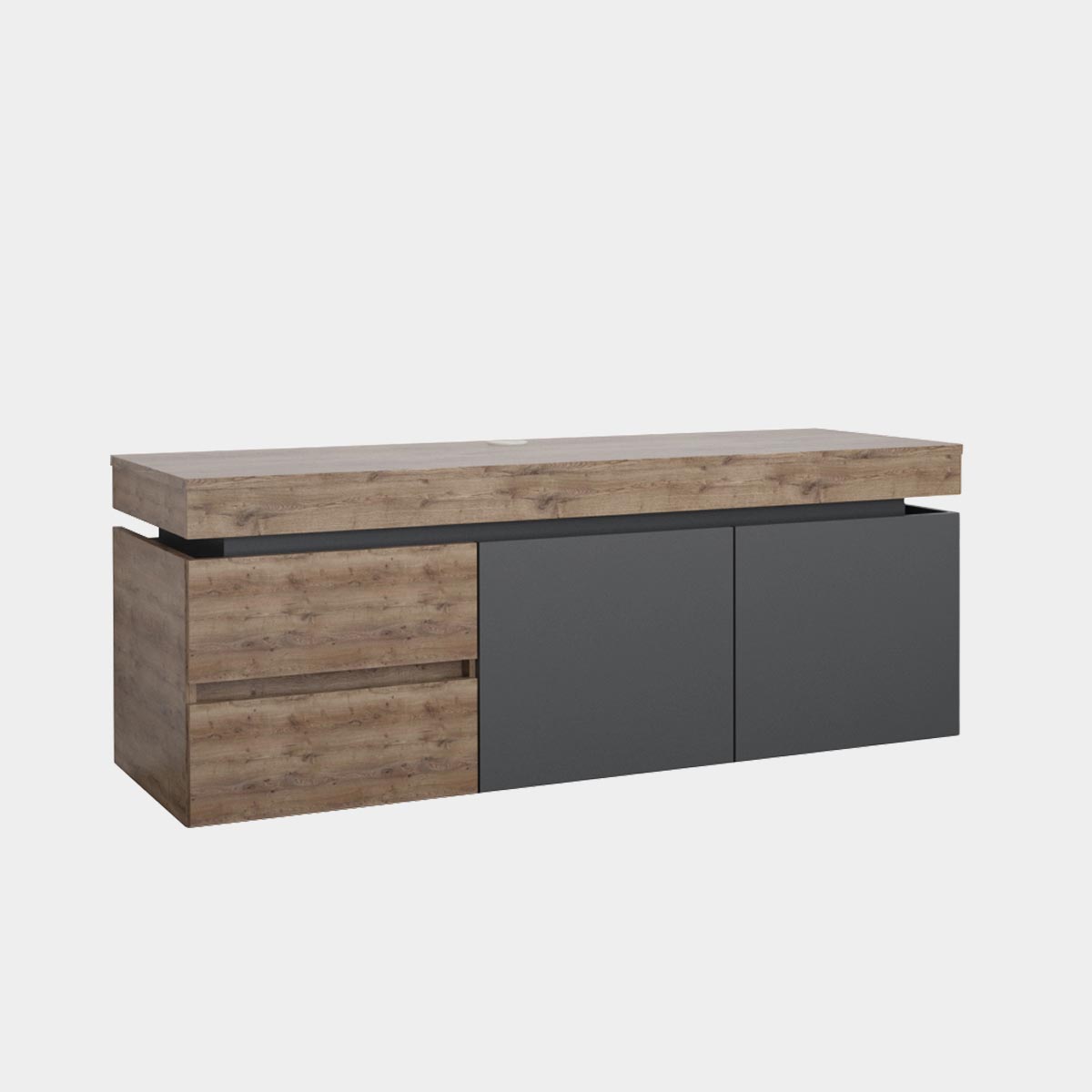 Тумба - стенка "Делюкс" (Базальт - Дуб Крафт Табачный)