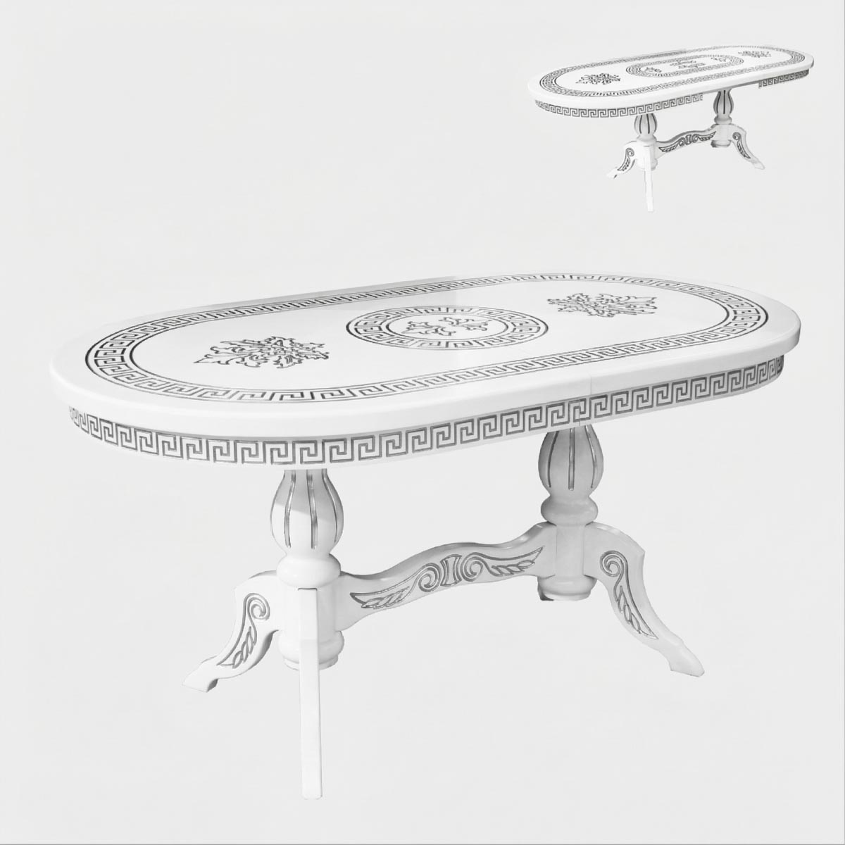 Стол обеденный "Версаче" - 1,60*0,92 - раздвижной (Белый + ПC)