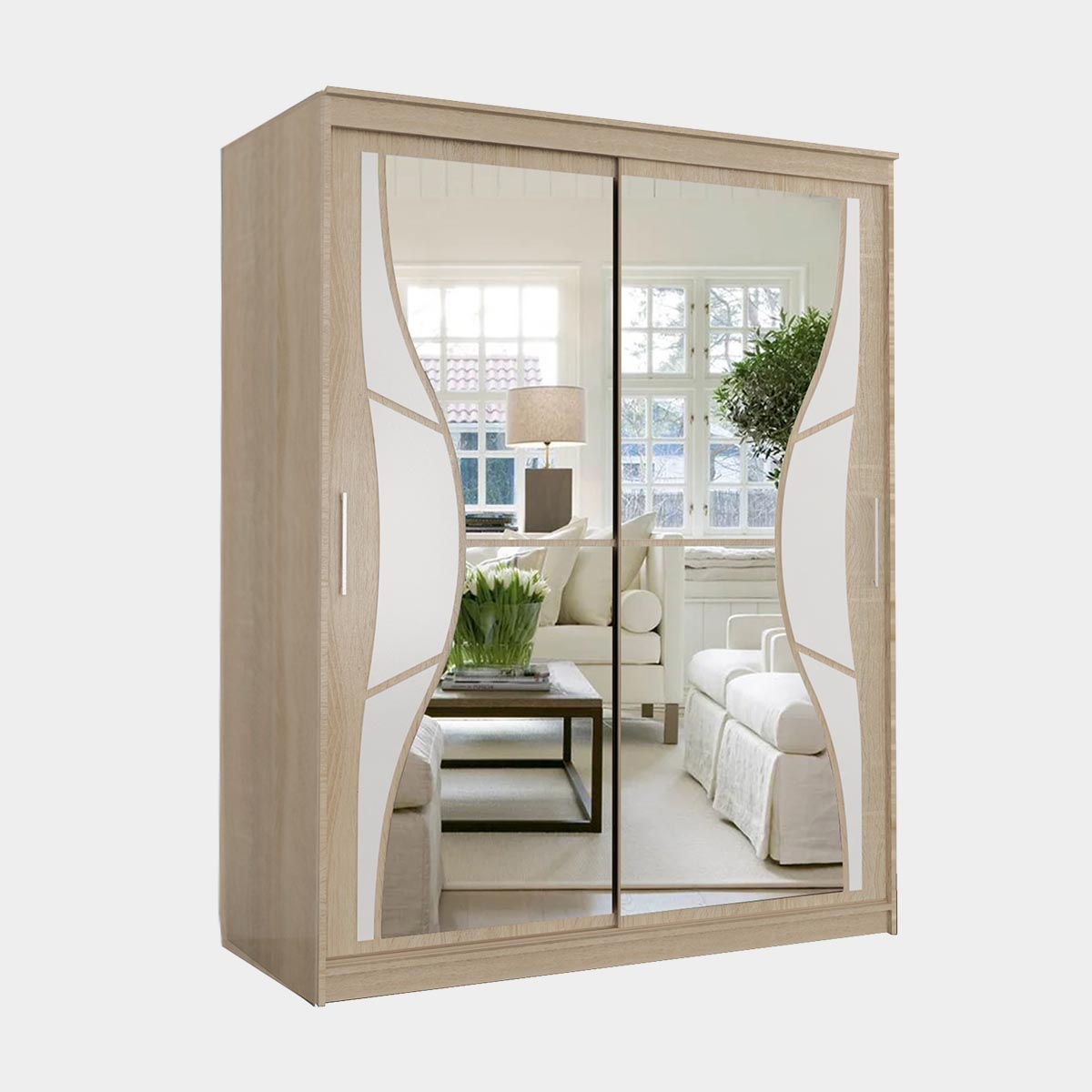 Шкаф-купе "Комфорт" - 1,60 (Дуб Сонома / Белый - Глянец)