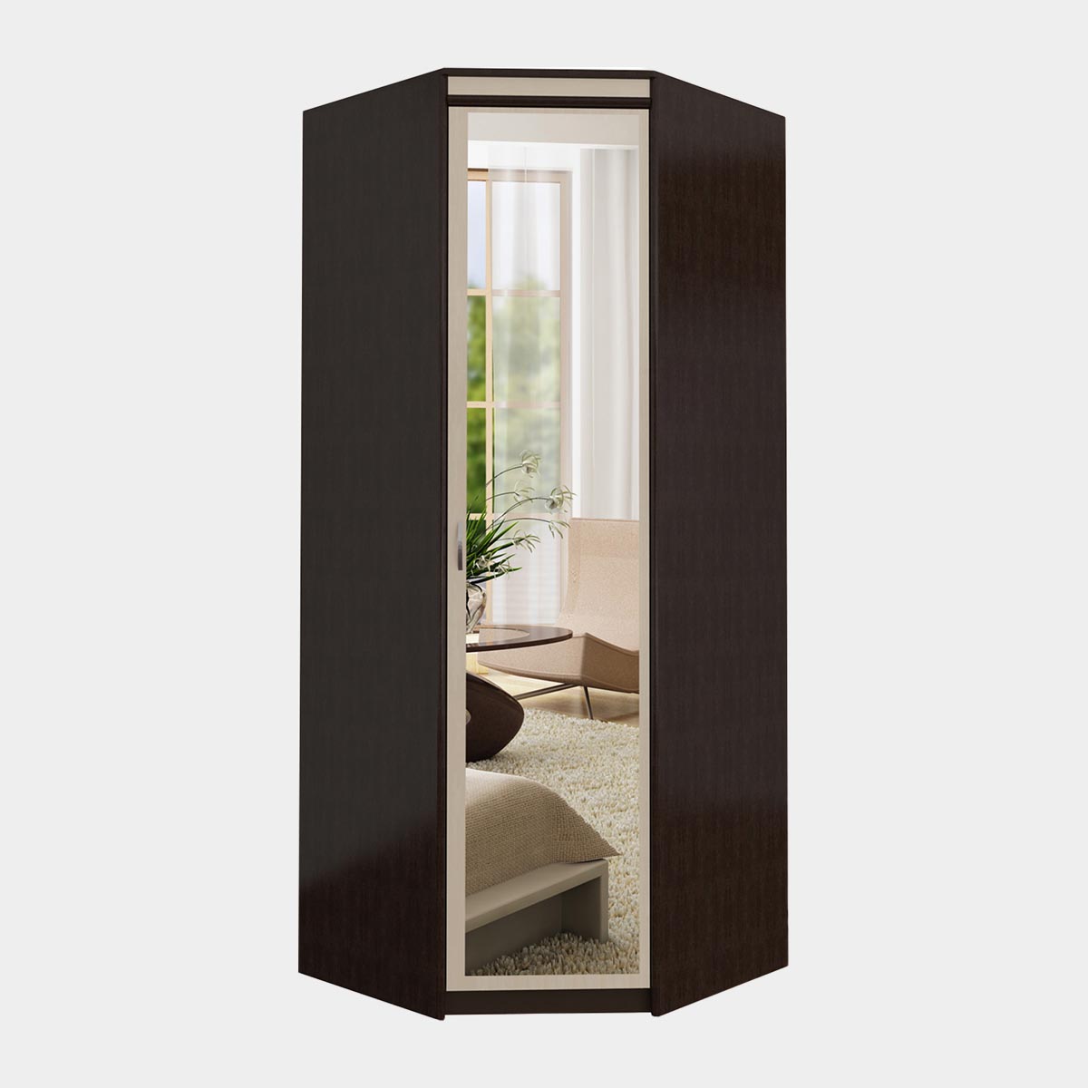 Шкаф угловой "Карина" с зеркалом (Венге - Млечный Дуб)