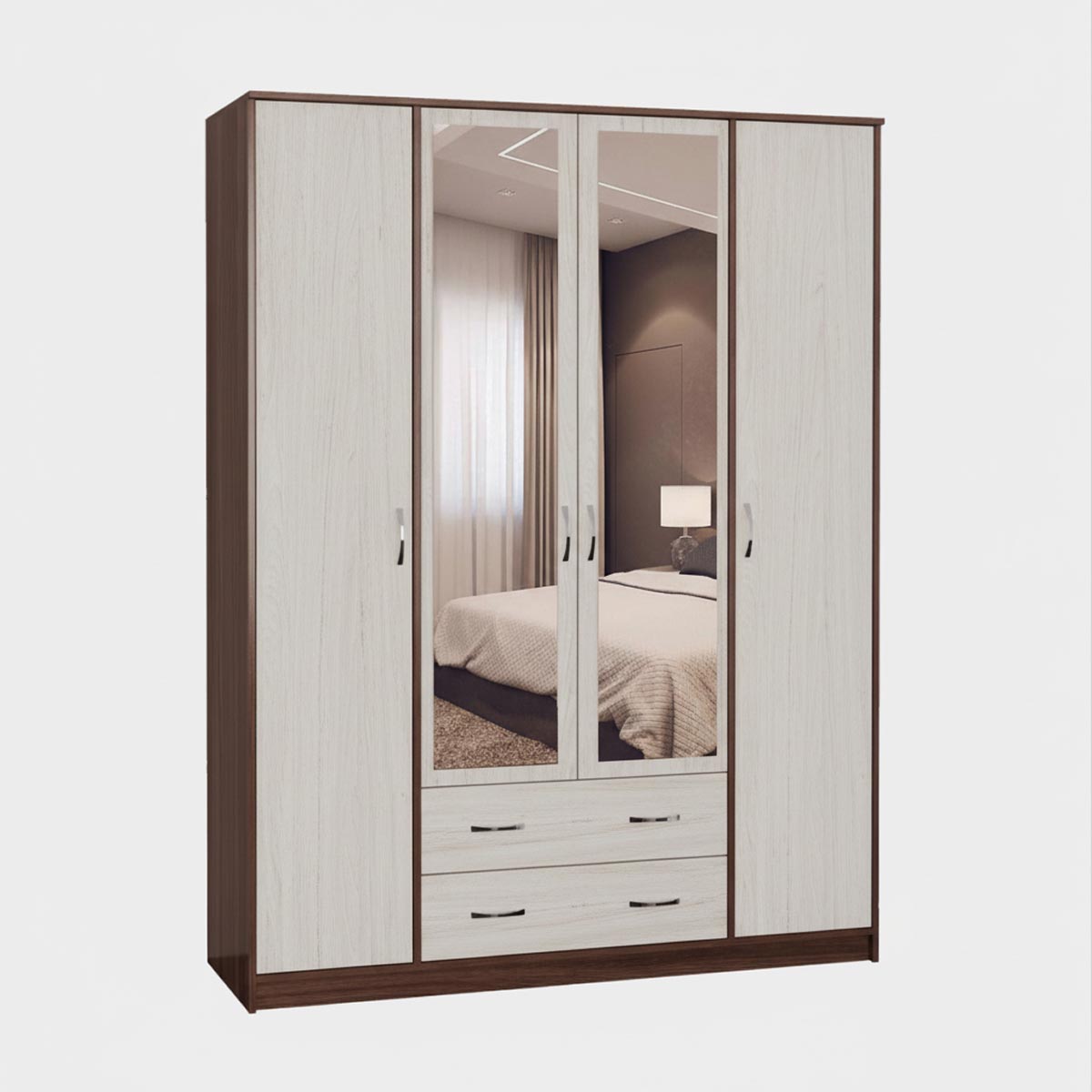 Шкаф 4-дв. "Марсель" - 1,60 (Ясень Шимо Темный - Сосна Винтерберг)