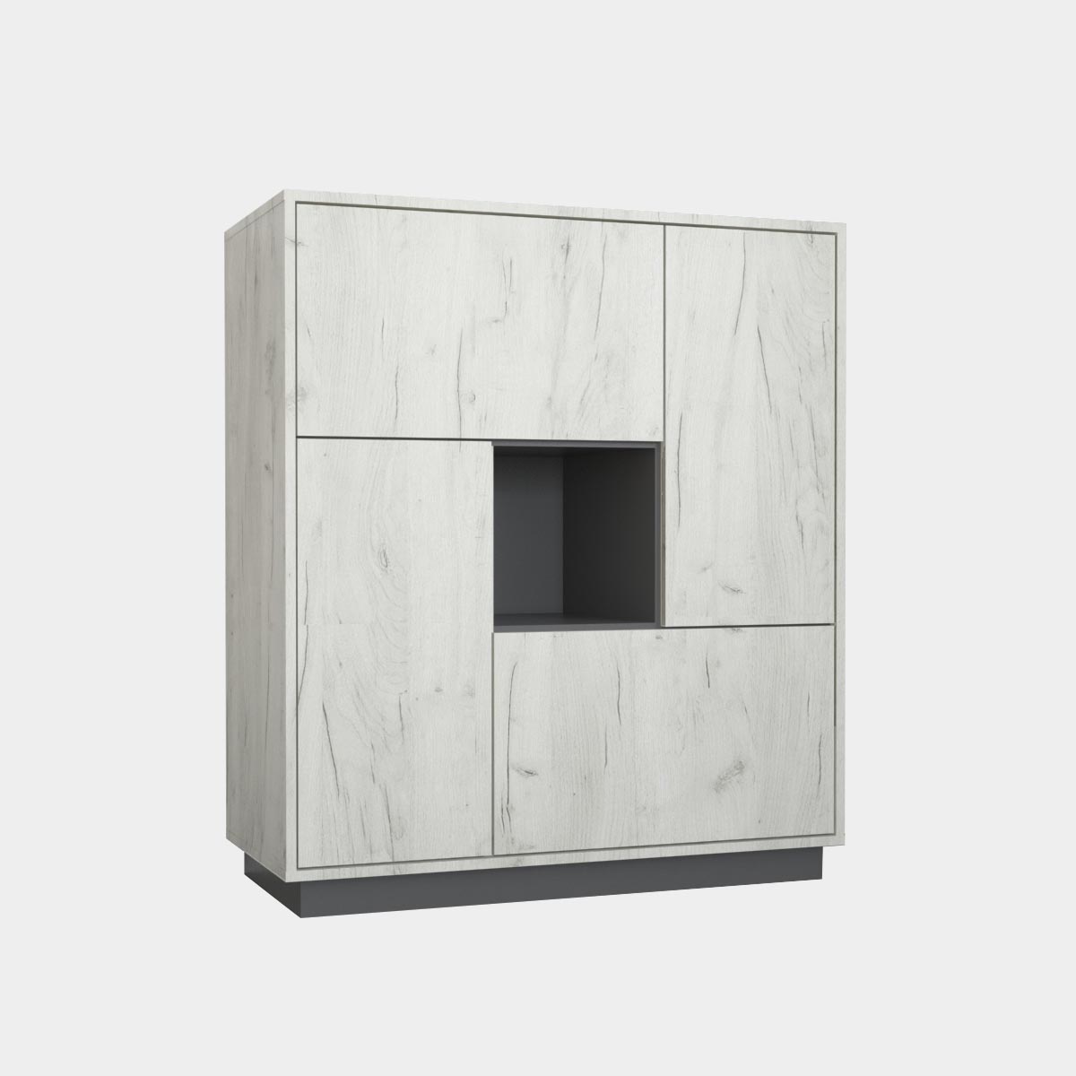 Прихожая "Крафт" - Тумба - 0,97 (Дуб Крафт Белый - Базальт)