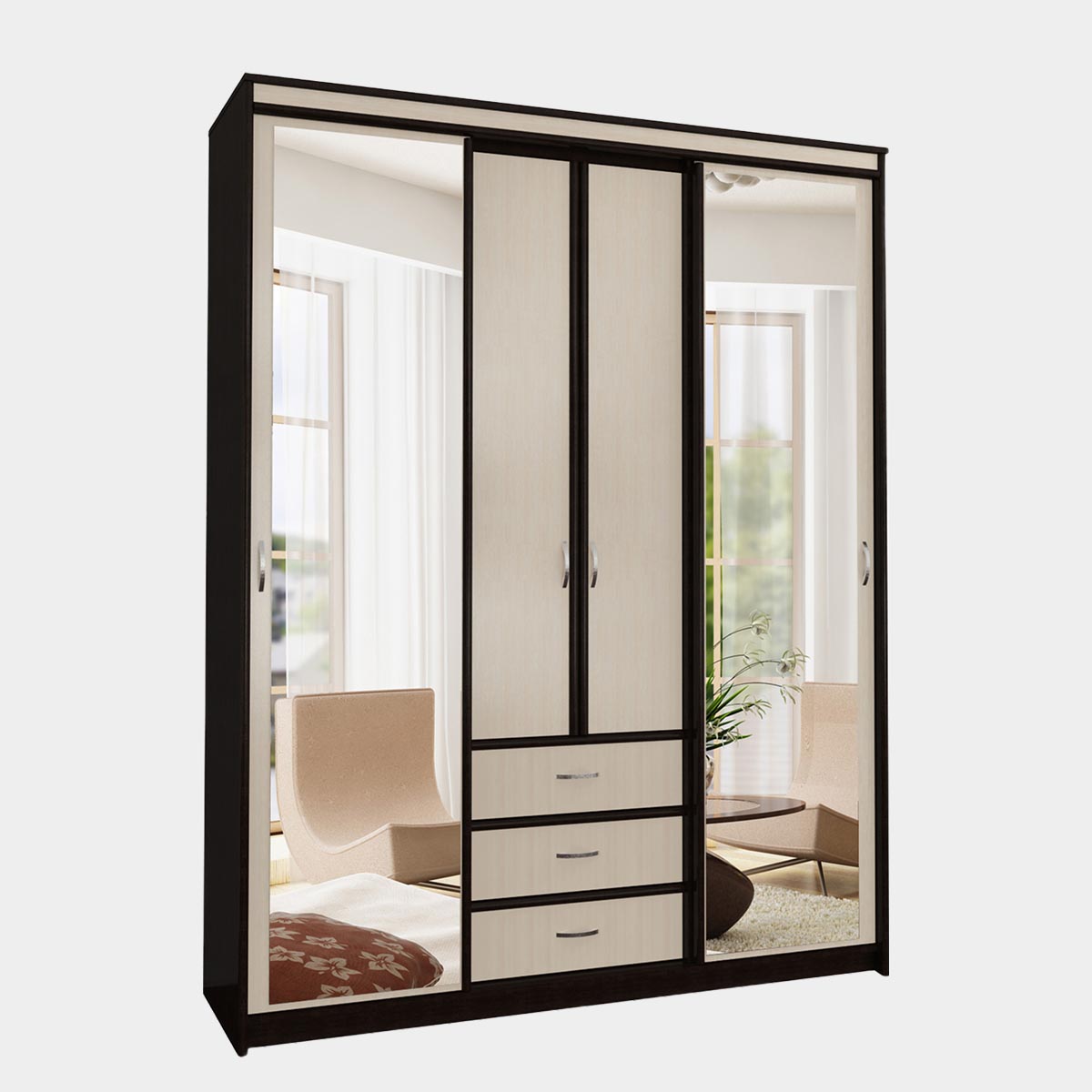 Шкаф-купе "Карина" - 1,70 (Венге - Млечный Дуб)