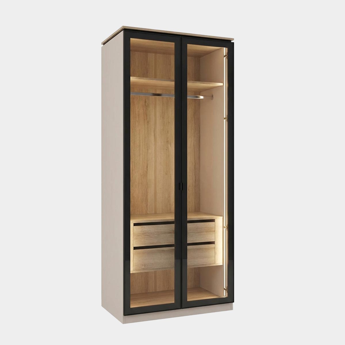 Шкаф витрина "Люция" - 0,80 (Фон мускат - Дуб Кронберг)