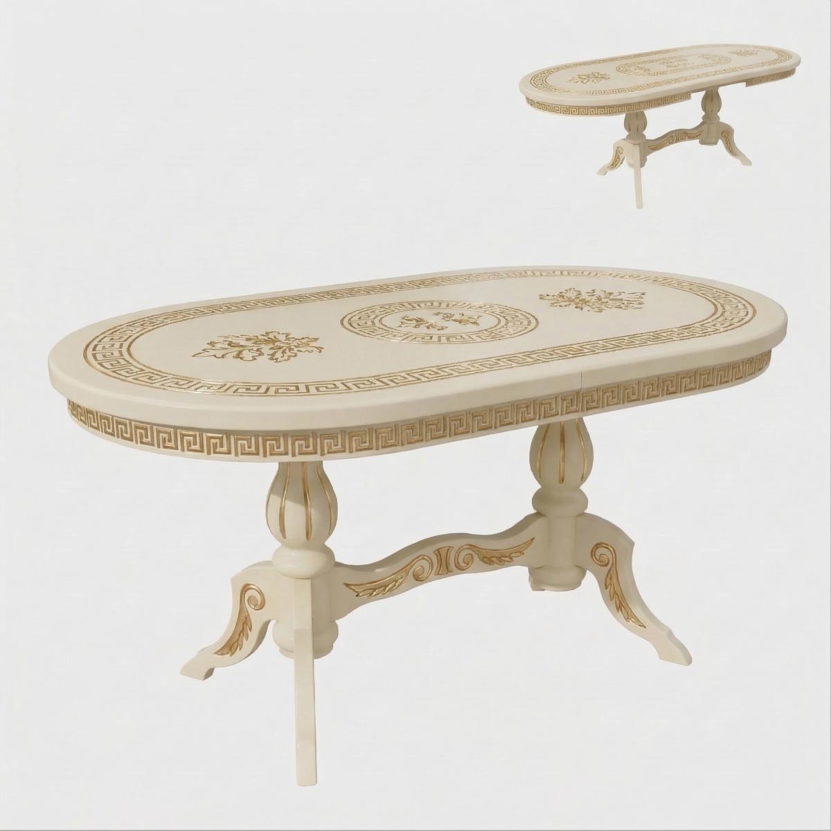 Стол обеденный "Версаче" - 1,60*0,92 - раздвижной (Слоновая кость + ПЗ)