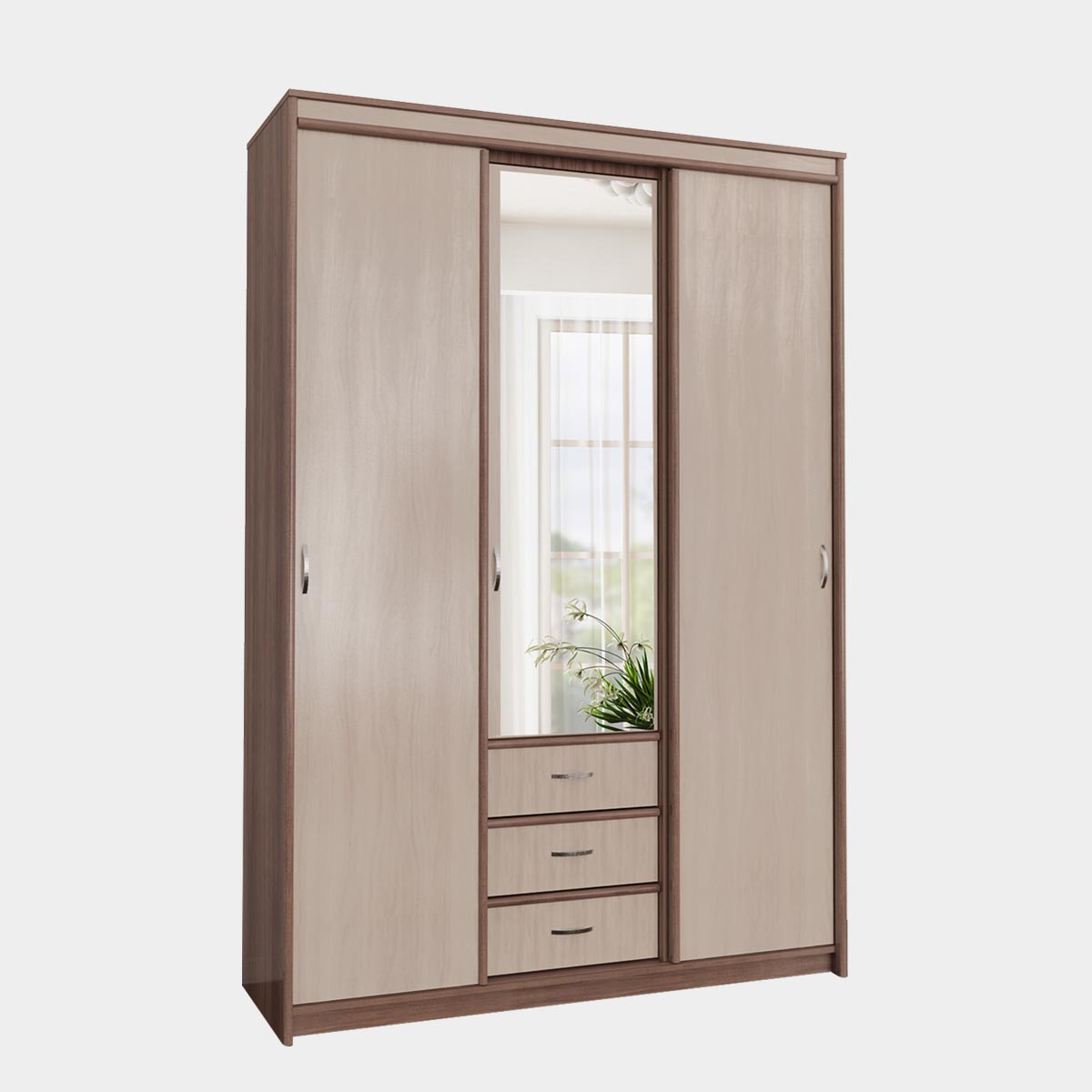 Шкаф-купе "Карина" - 1,50 с 1 зеркалом (Ясень Шимо Темный - Ясень Шимо Светлый)