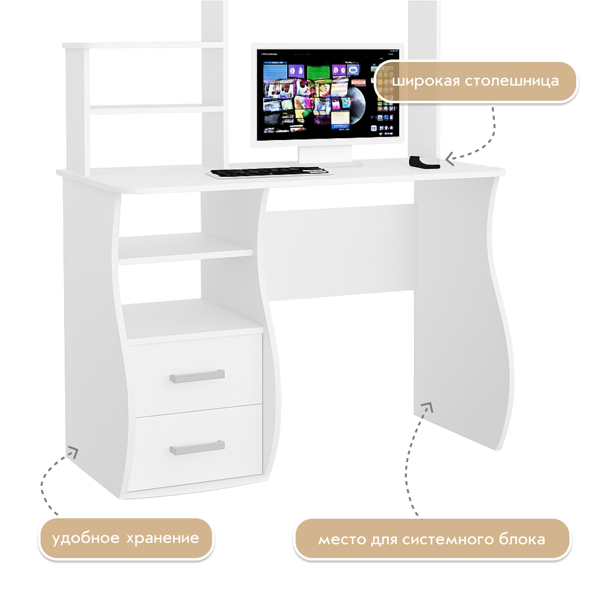 Компьютерный стол "Лицей - 13" (Белый)