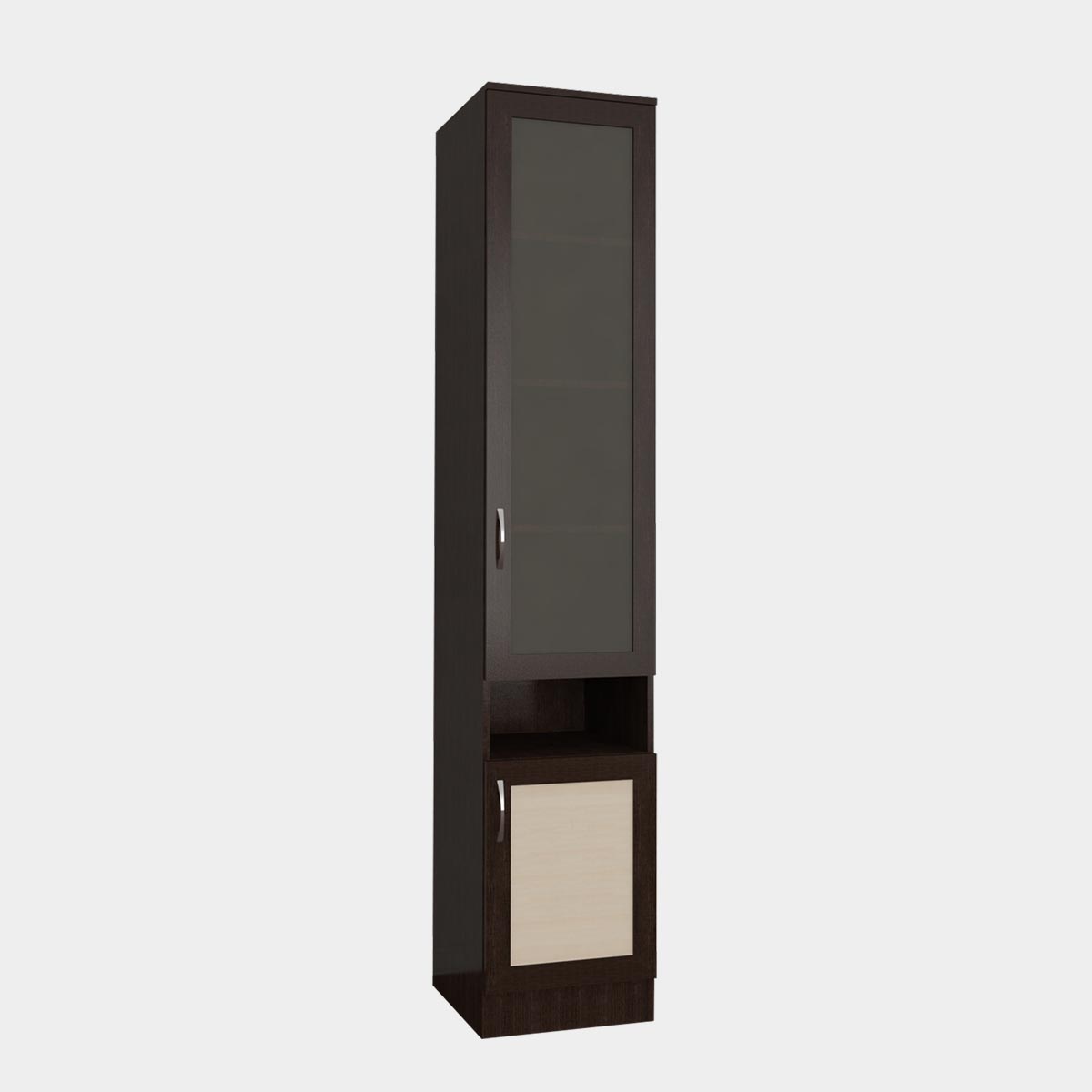 пенал бельевой с витриной - стенка "Премьера-7" (Венге - Млечный Дуб)