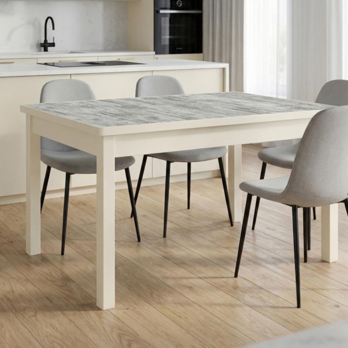 Стол обеденный "Роберт-2" - раздвижной - М (Слоновая кость - Сосна монрепо)