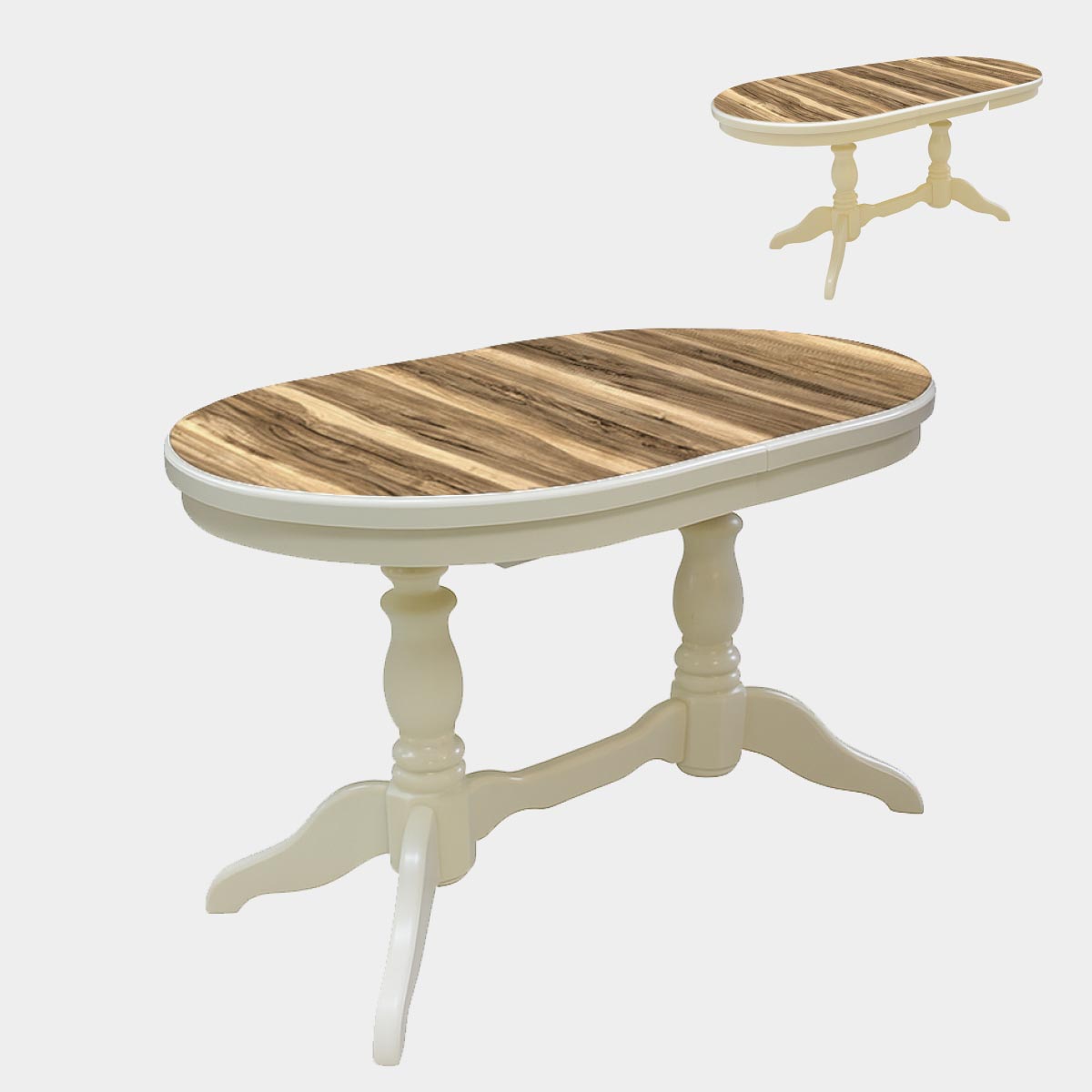 Стол обеденный "Дарья" - раздвижной - М (Слоновая кость - Индийское дерево)