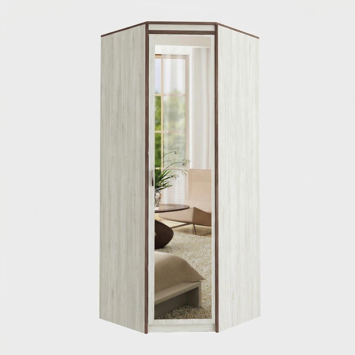 Шкаф угловой "Карина" с зеркалом (Сосна Винтенберг - Ясень Шимо Темный)