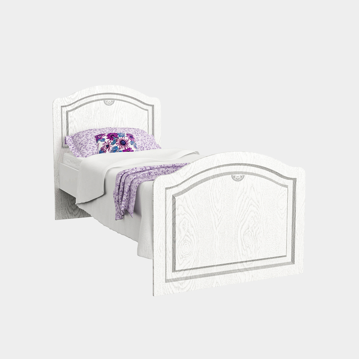 Детская "Молли" - Кровать 0,80 (Белый - РоялВуд Белый+ПС)