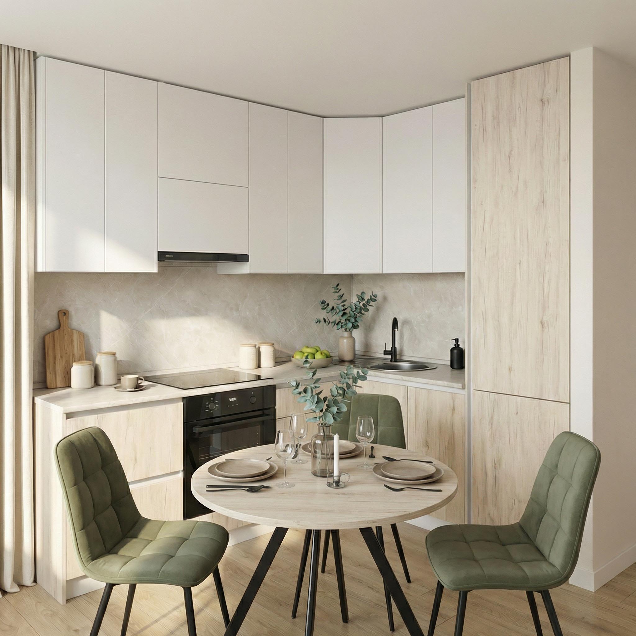 Кухня Домино 2 (Эмалит артик / Рустик молочный) 