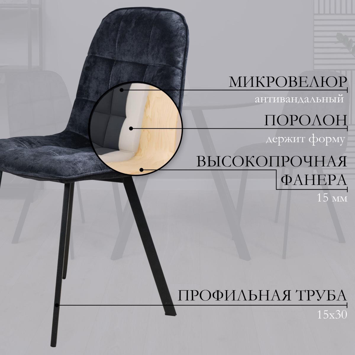 Стул Мини Тедди   1 КАТ. (Луиза 36 / каркас черный )